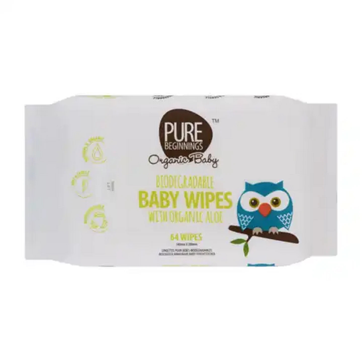 Image of Pure Beginnings Biodegradable Baby Wipes With Organic Aloe 64-Pack