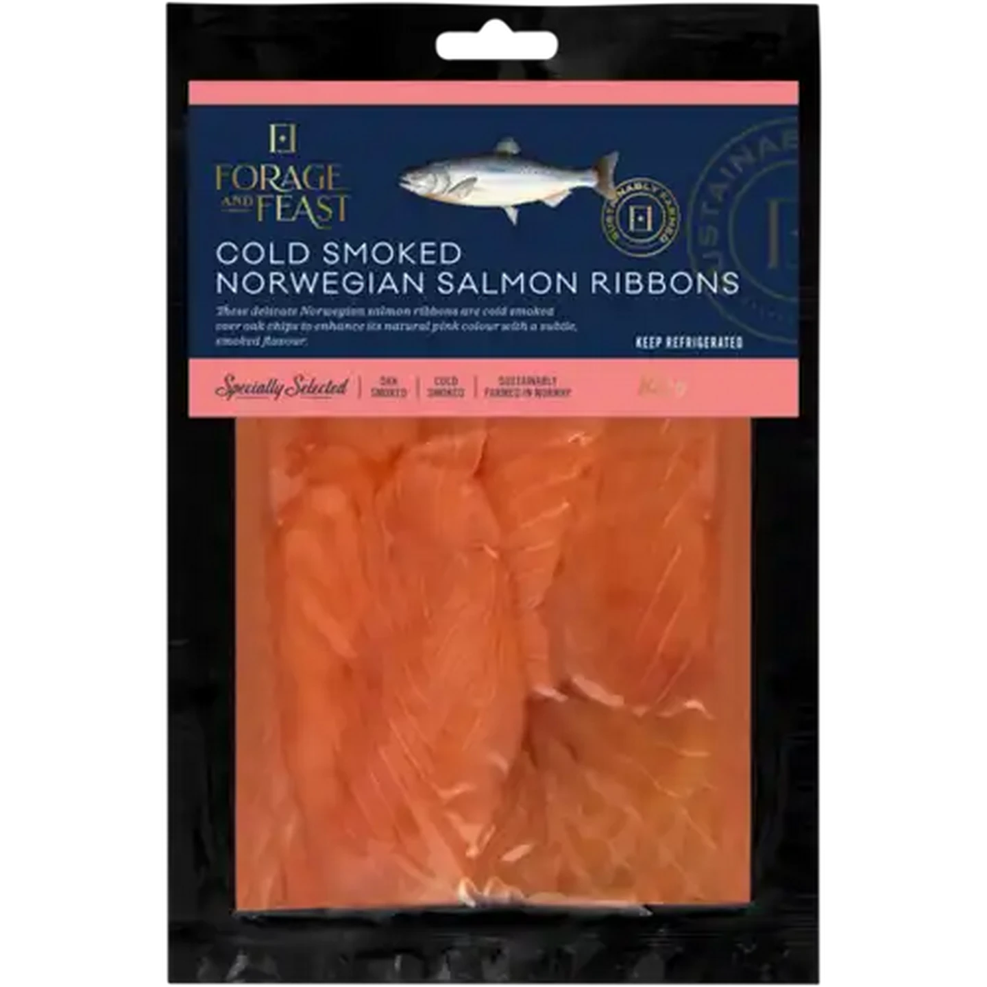 Image of Forage And Feast Cold Smoked Norwegian Salmon Ribbons 100g