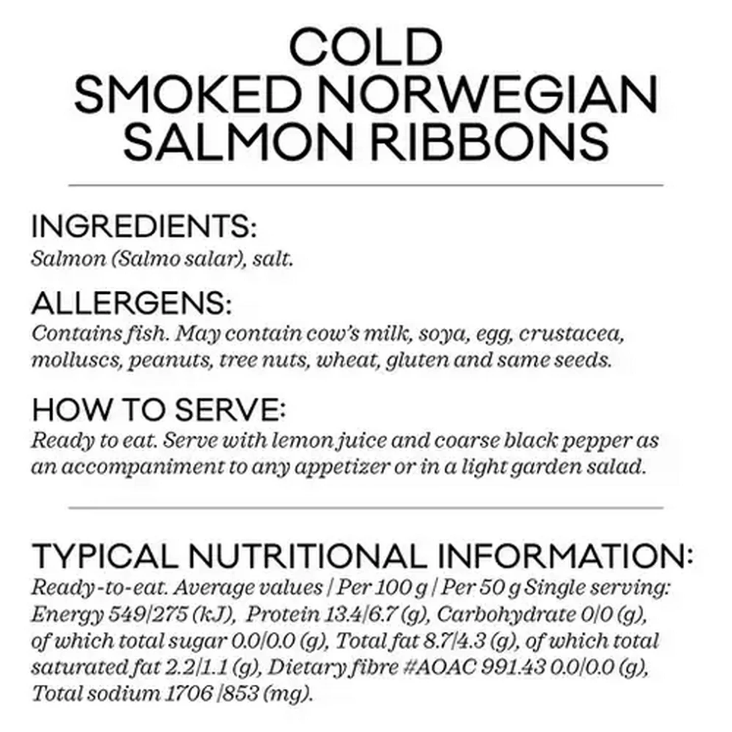 Image of Forage And Feast Cold Smoked Norwegian Salmon Ribbons 100g