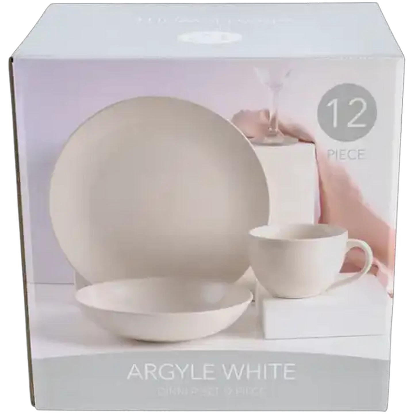 Image of Argyle White Dinner Set 12-Piece
