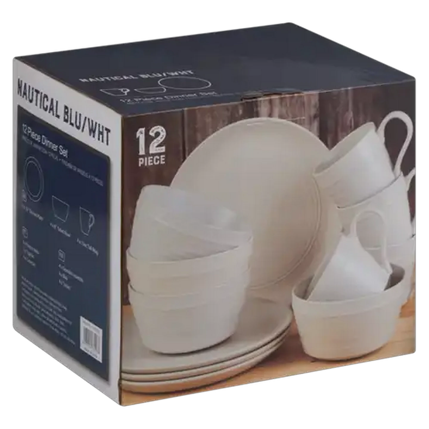 Image of Nautical Blue/White Dinner Set 12 Piece