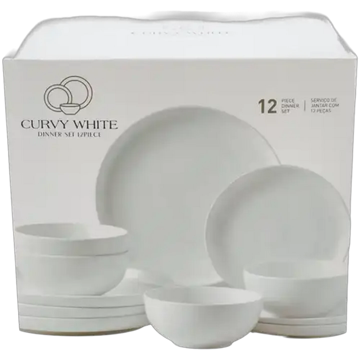 Image of Curvy White Dinner Set 12-Piece