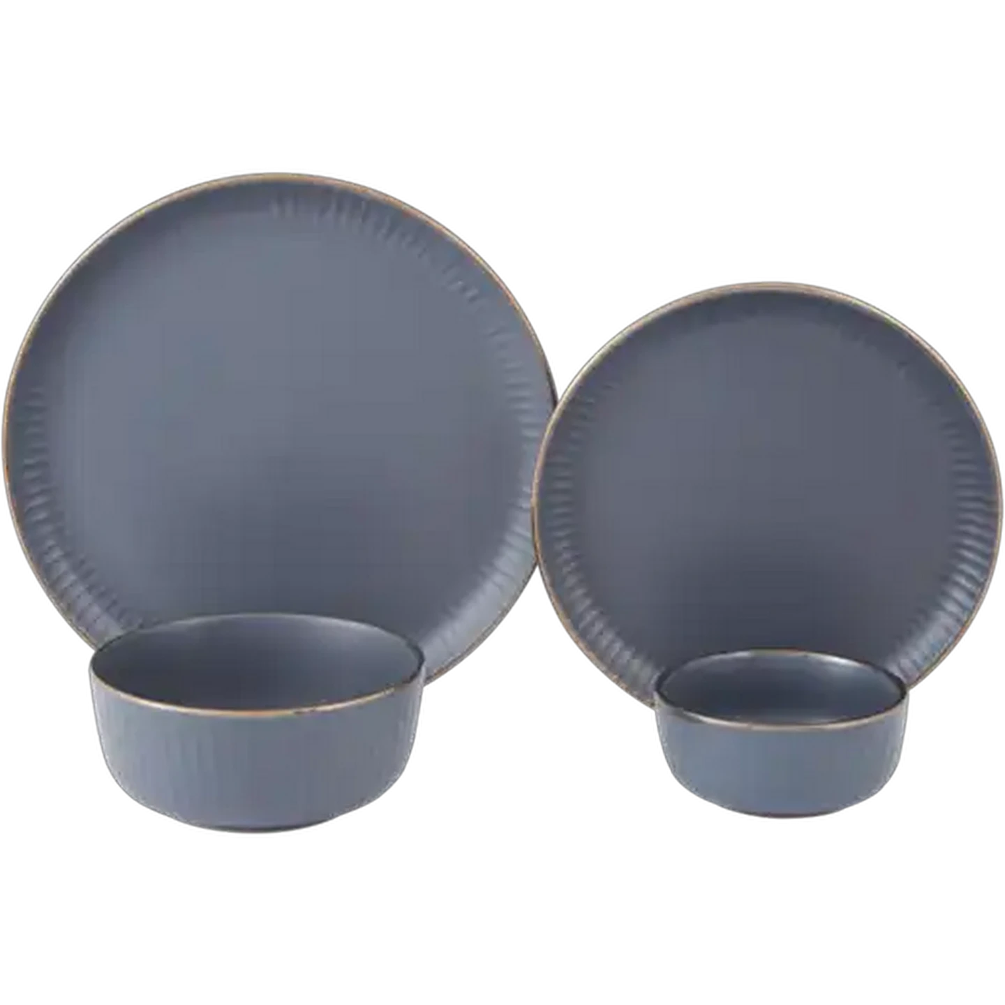 Image of Stoneware Dark Grey Gold Rim Dinner Set 16-Piece