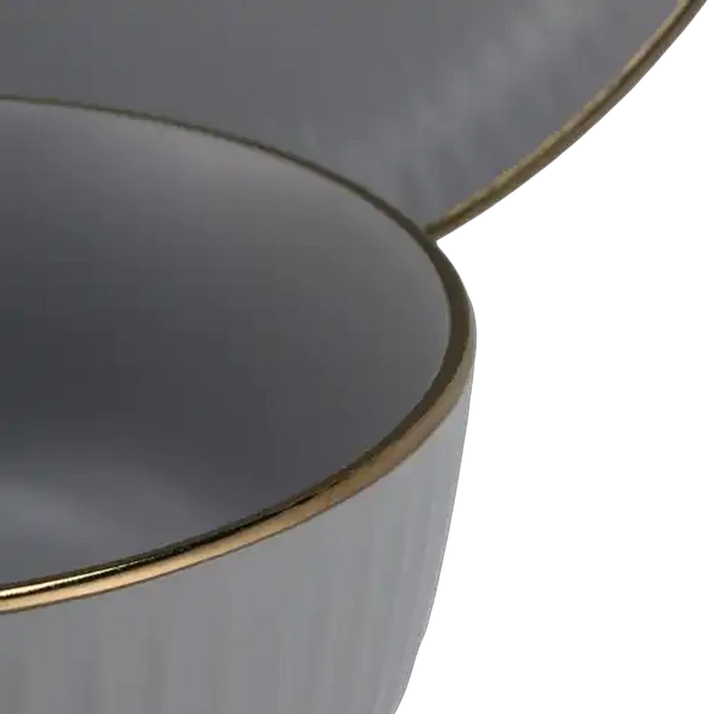 Image of Stoneware Light Grey Gold Rim Dinner Set 16-Piece
