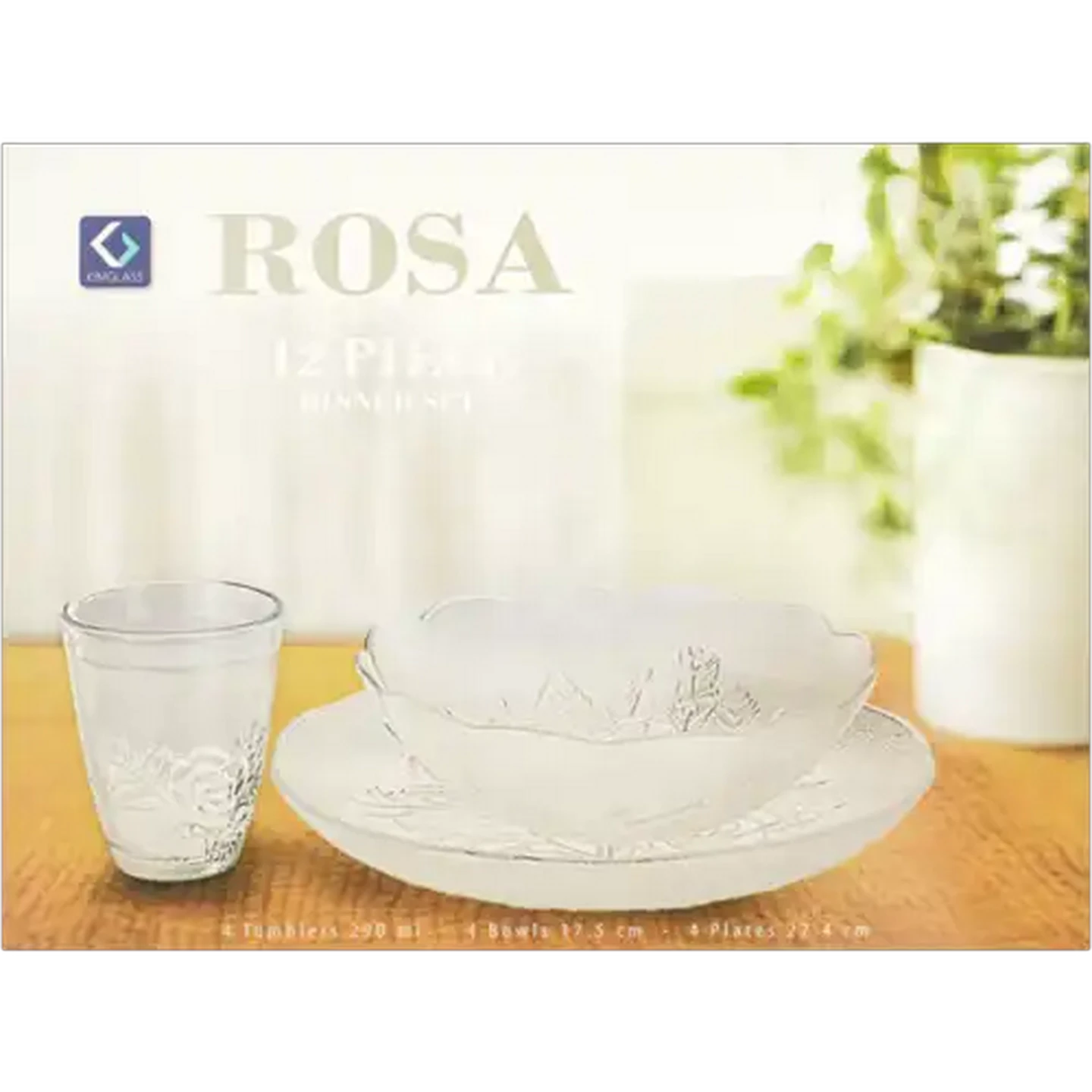 Image of KIM Glass Rosa Dinner Set 12 Piece