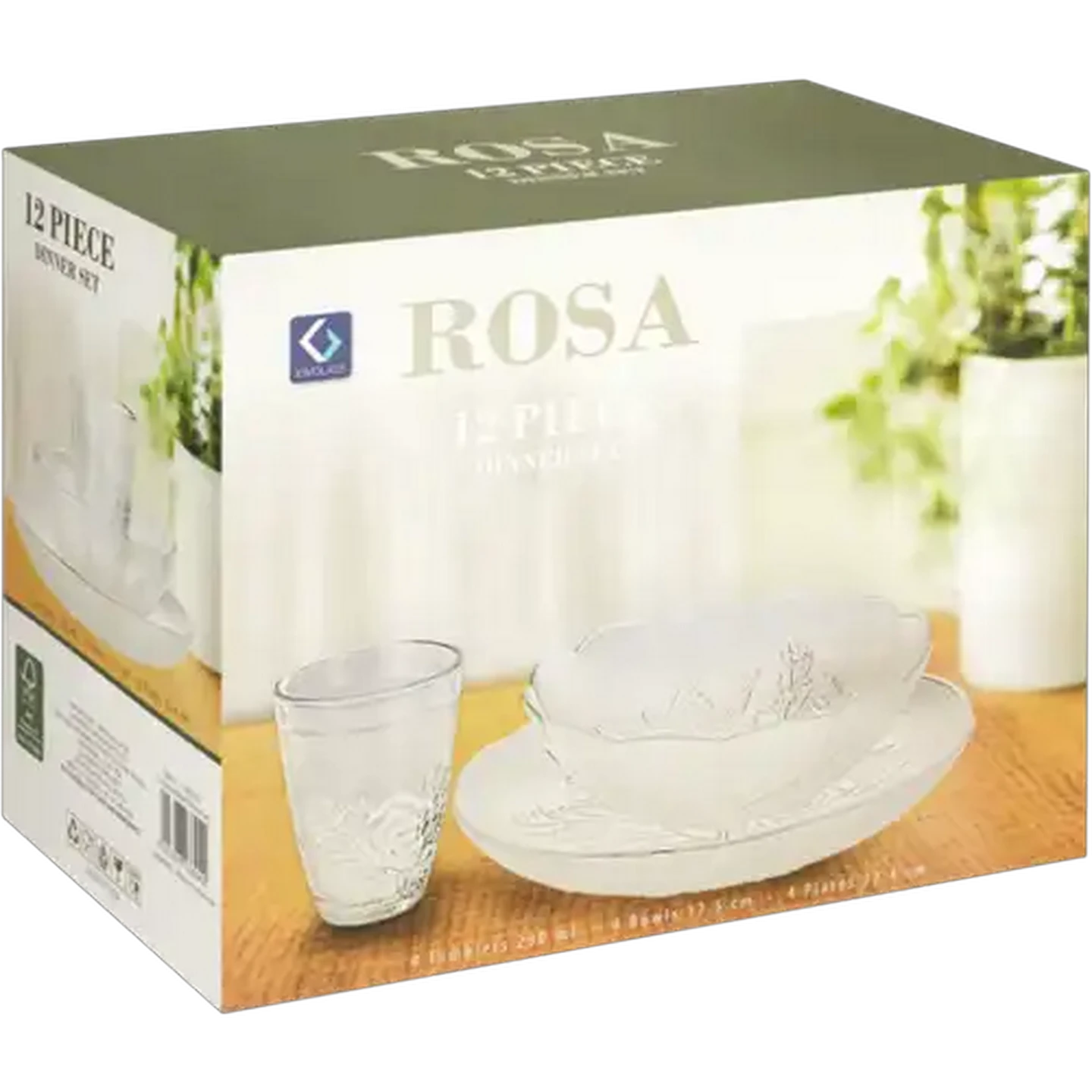 Image of KIM Glass Rosa Dinner Set 12 Piece