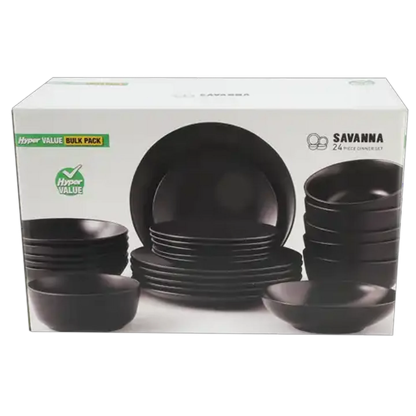 Image of Hyper Value Savanna Black Dinner Set 24-Piece