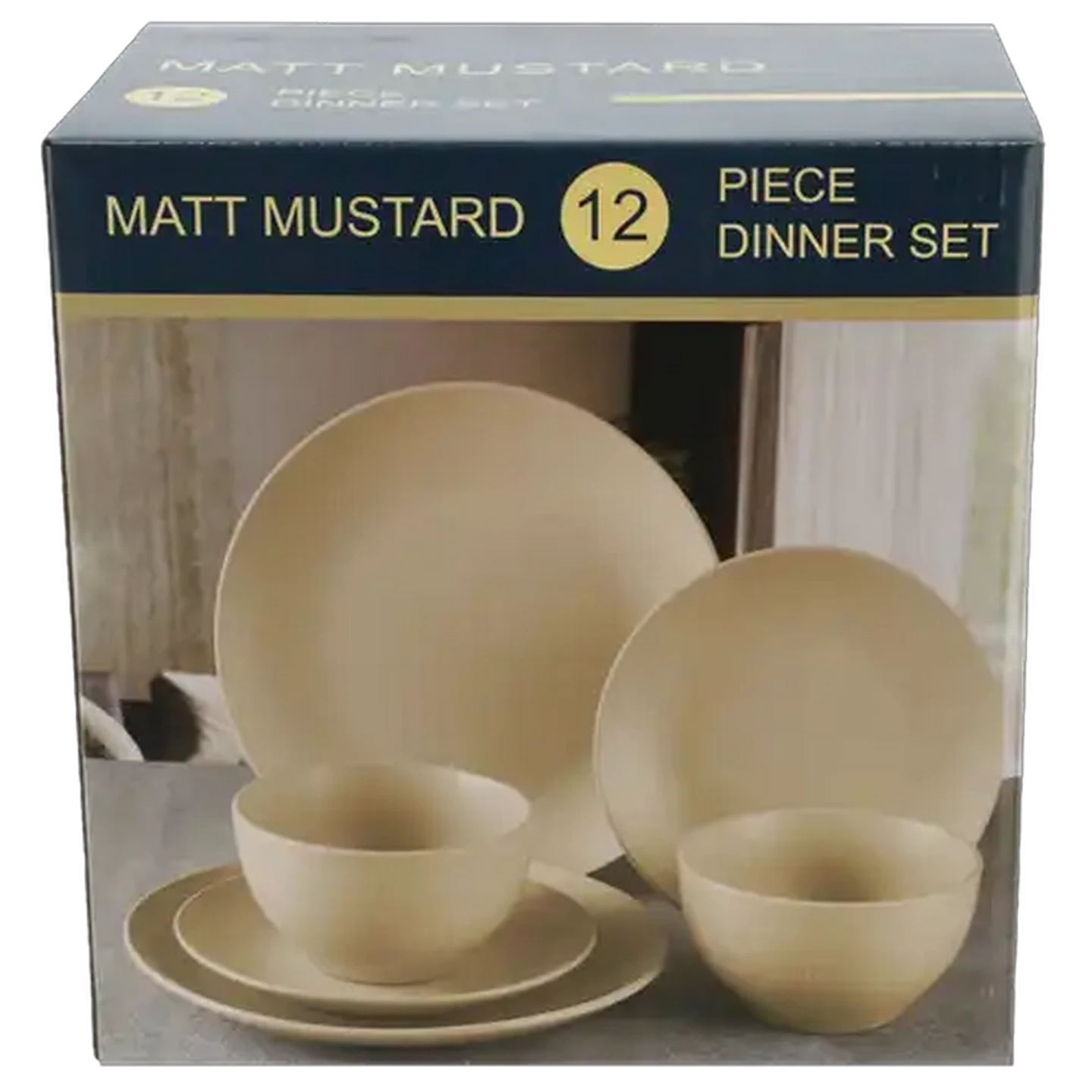 Image of Matt Mustard Stoneware Dinner Set 12-Piece