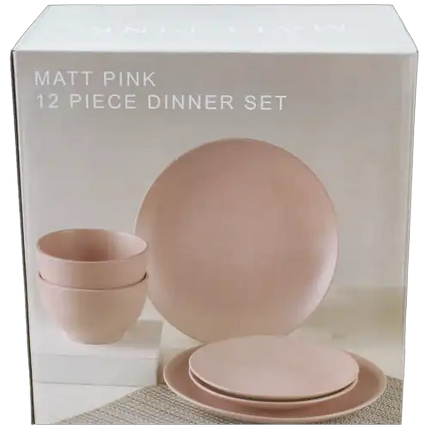 Image of Matt Pink Stoneware Dinner Set 12-Piece