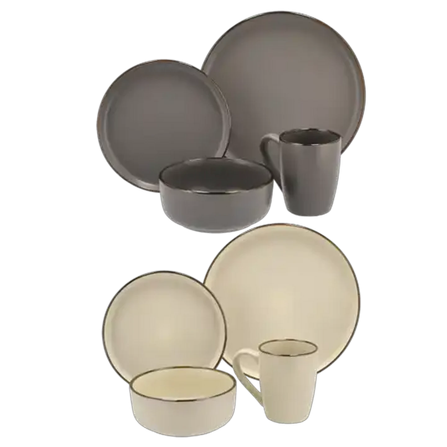 Image of Gold Rim Stoneware Dinner Set 16-Piece (Colour May Vary)