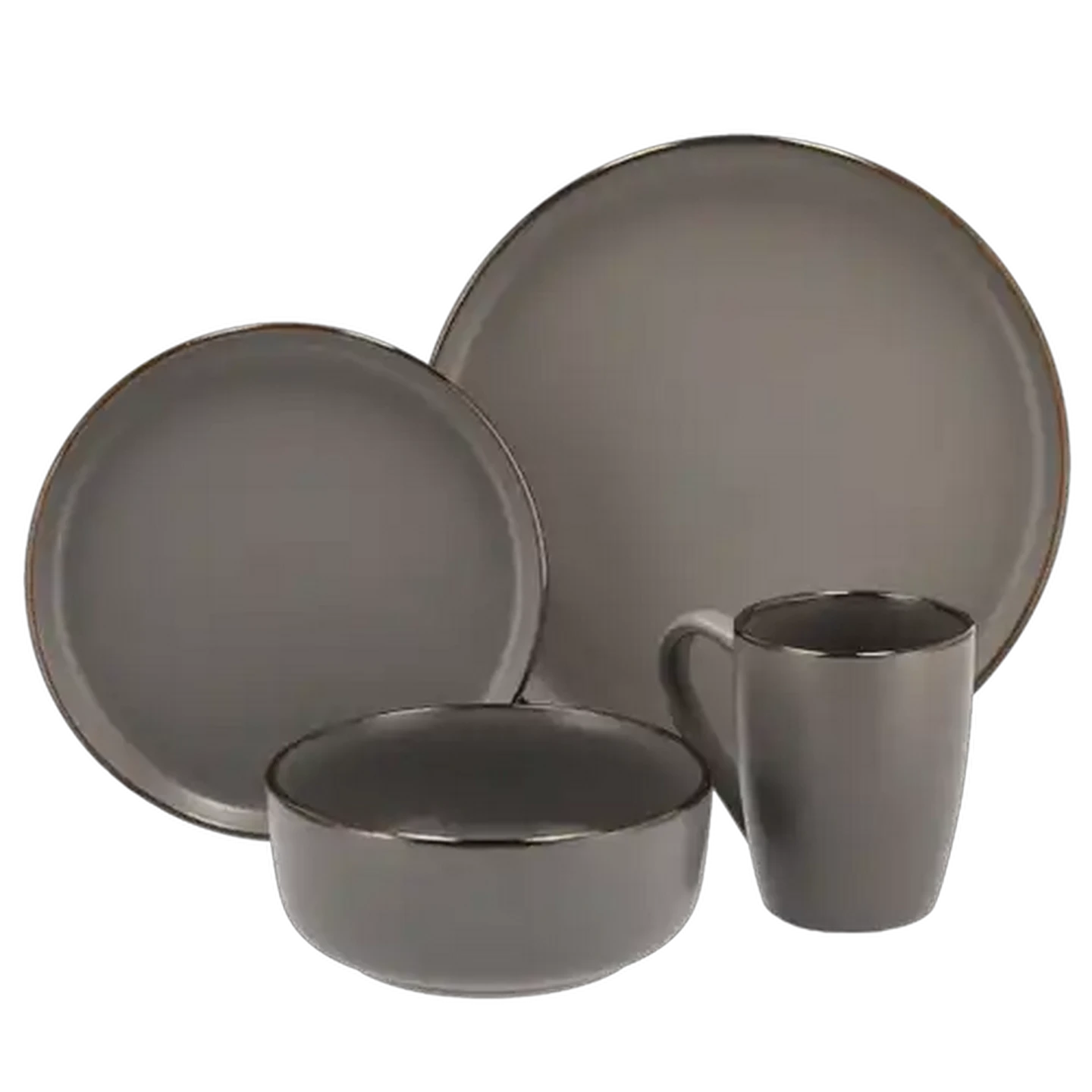 Image of Gold Rim Stoneware Dinner Set 16-Piece (Colour May Vary)