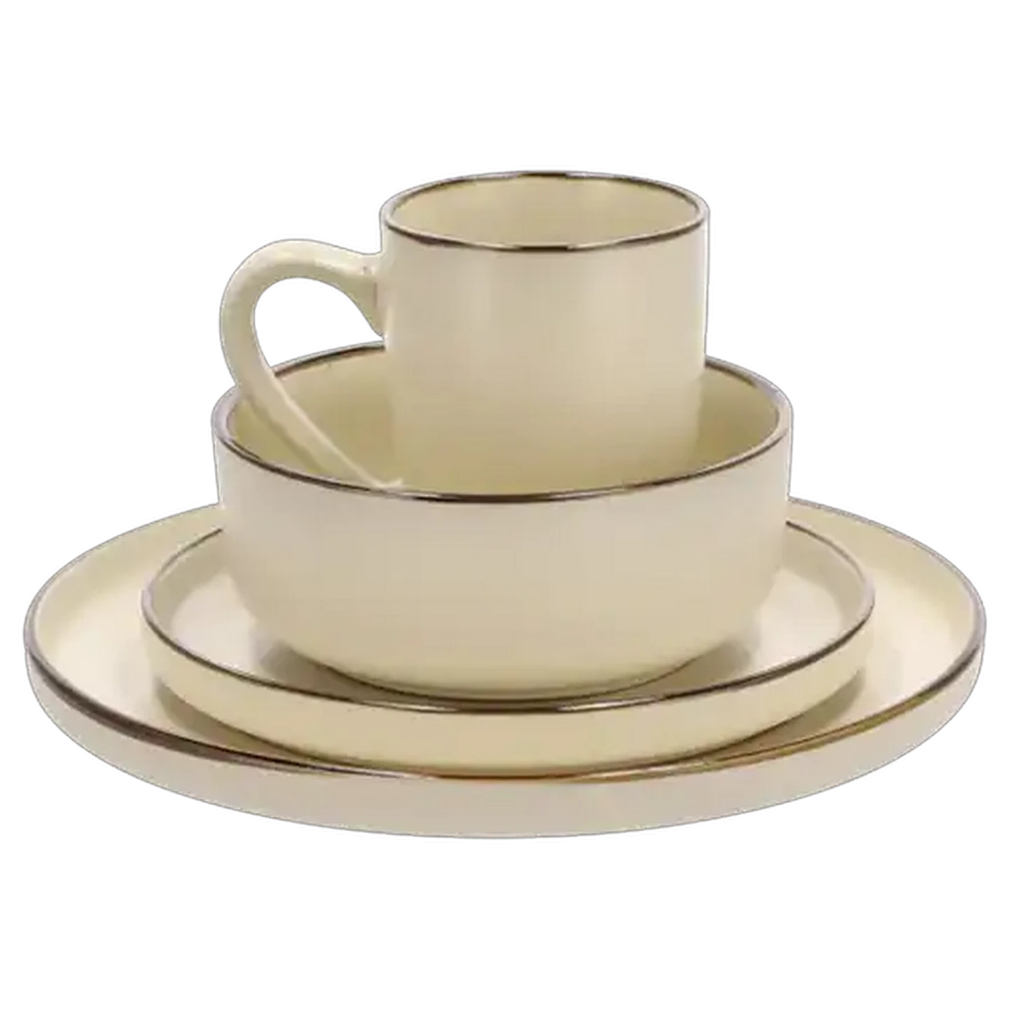 Image of Gold Rim Stoneware Dinner Set 16-Piece (Colour May Vary)