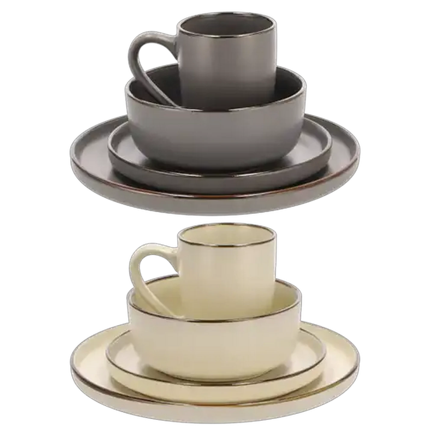 Image of Gold Rim Stoneware Dinner Set 16-Piece (Colour May Vary)