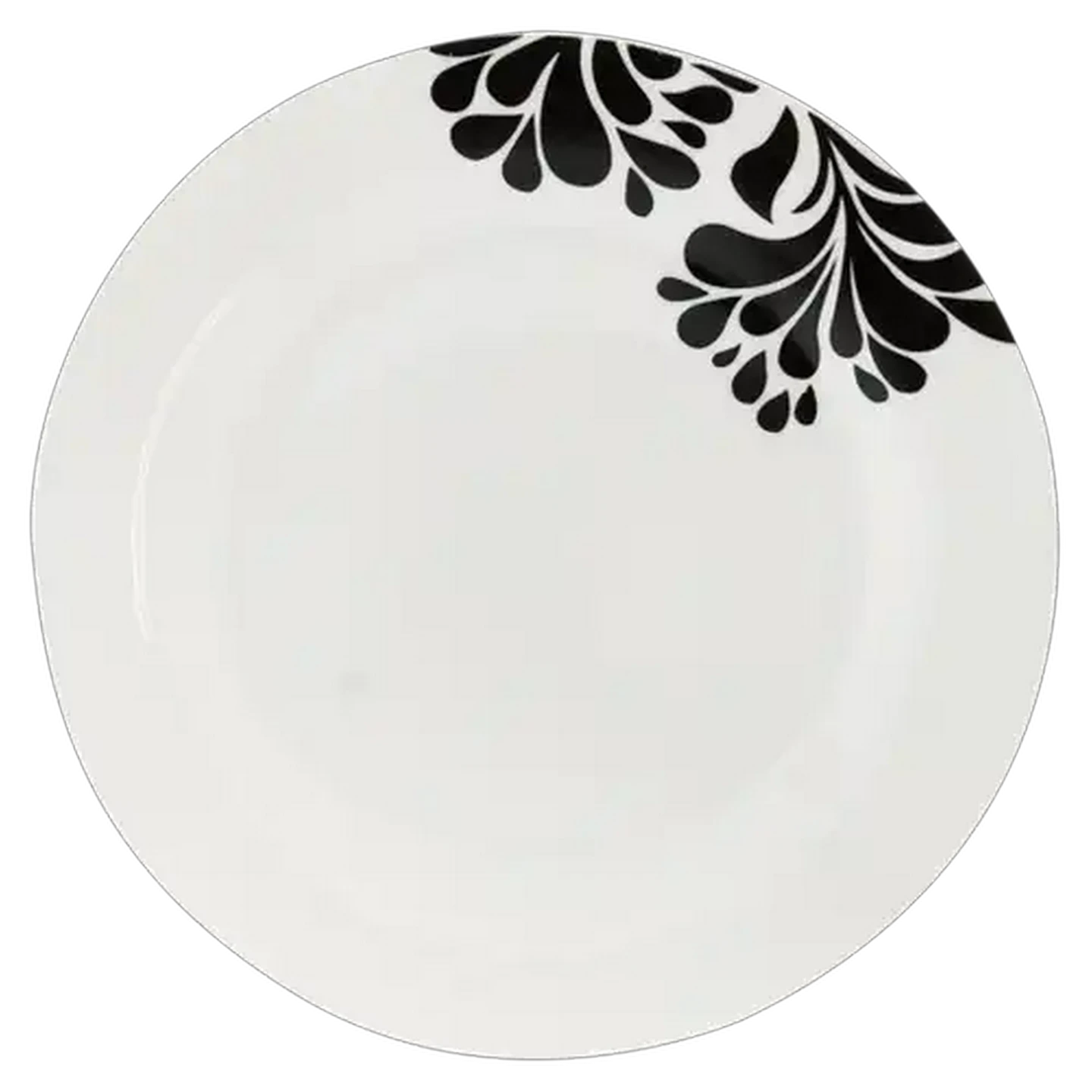 Image of White Dinner Plate With Black Wilderness Print