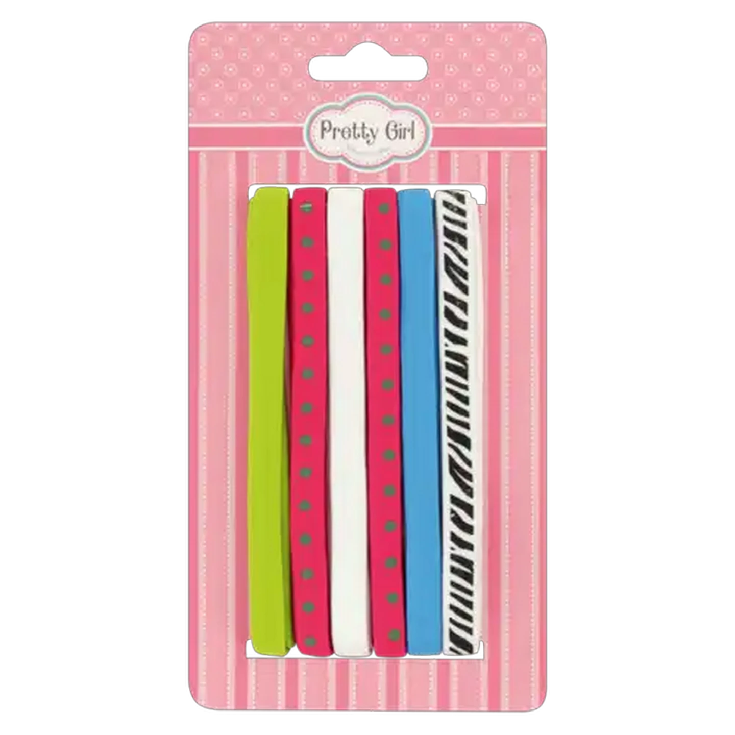 Image of Pretty Girl Solid Headband Set With Thin Print 6 Pack