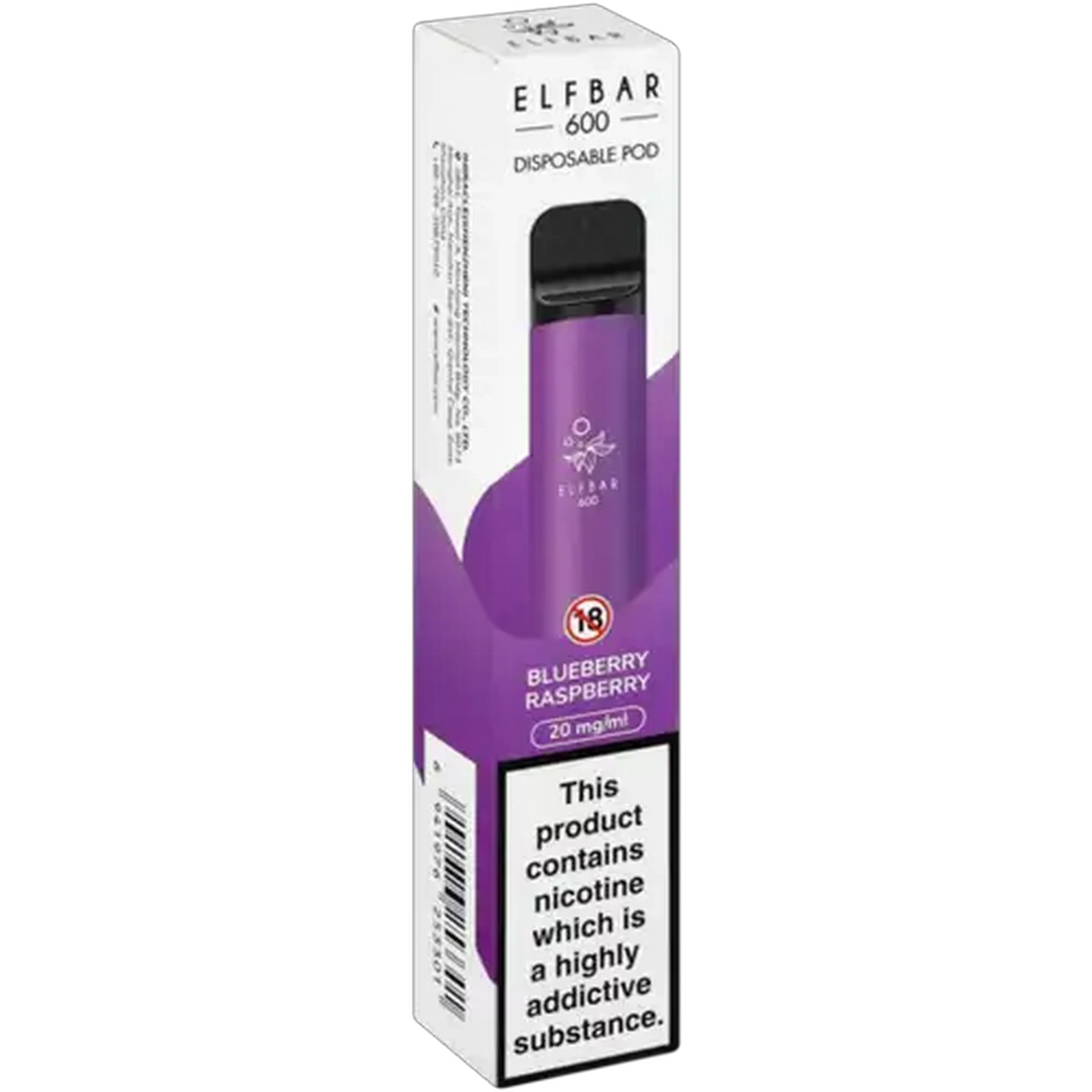 Image of ELFBAR 600 Blueberry Raspberry 2% Disposable Vape 2ml (Non-Refundable. Non-Returnable.)