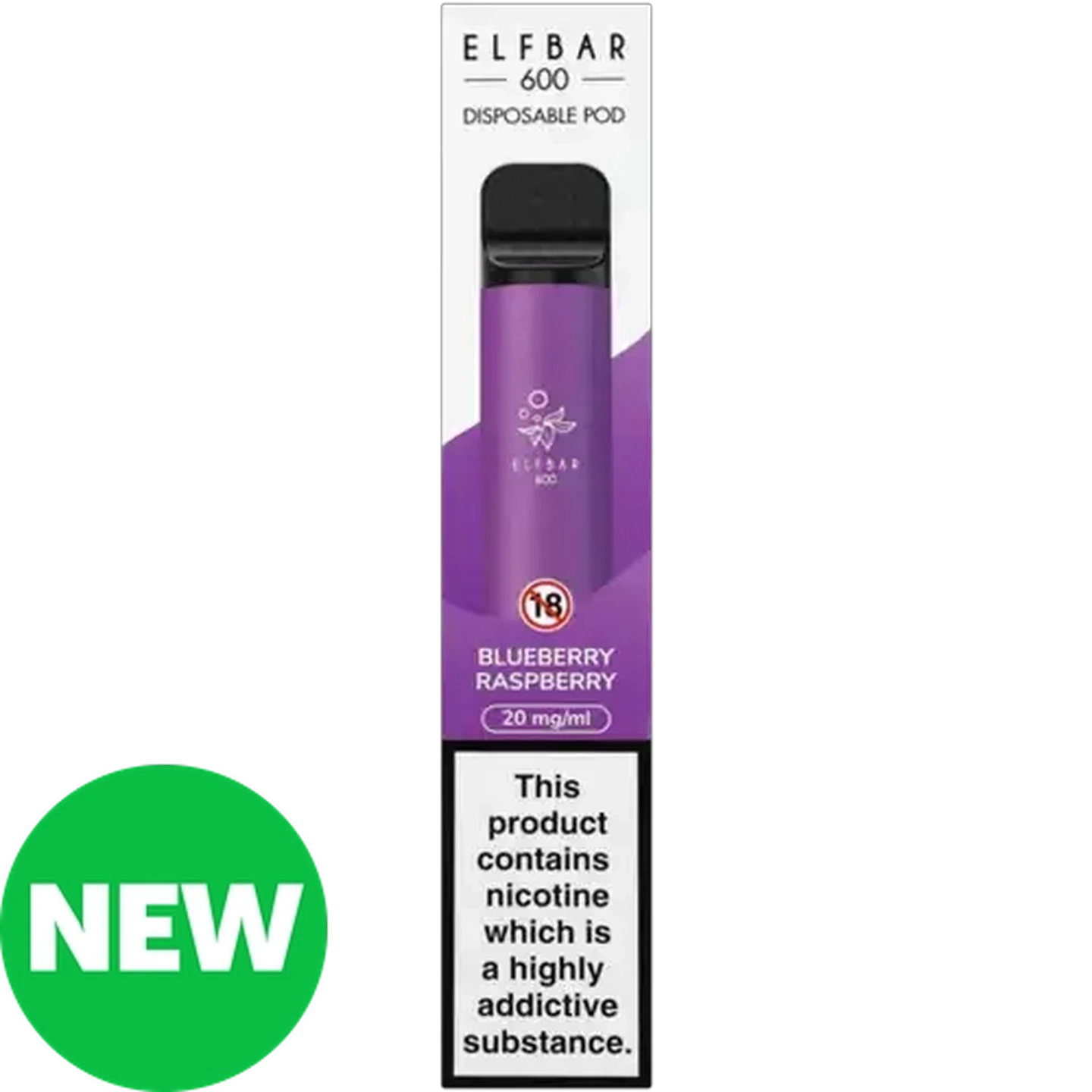 Image of ELFBAR 600 Blueberry Raspberry 2% Disposable Vape 2ml (Non-Refundable. Non-Returnable.)
