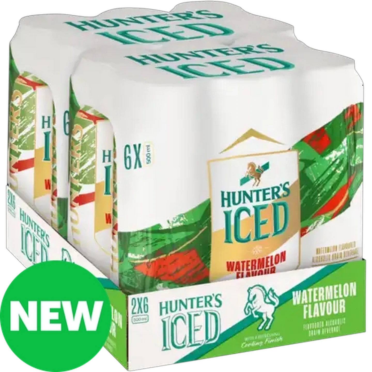 Image of Hunter's Iced Watermelon Flavoured Alcoholic Grain Beverage Cans 12 x 500ml