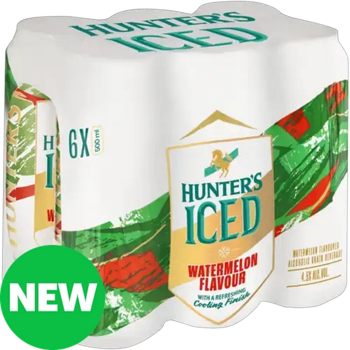Image of Hunter's Iced Watermelon Flavoured Alcoholic Grain Beverage Cans 6 x 500ml