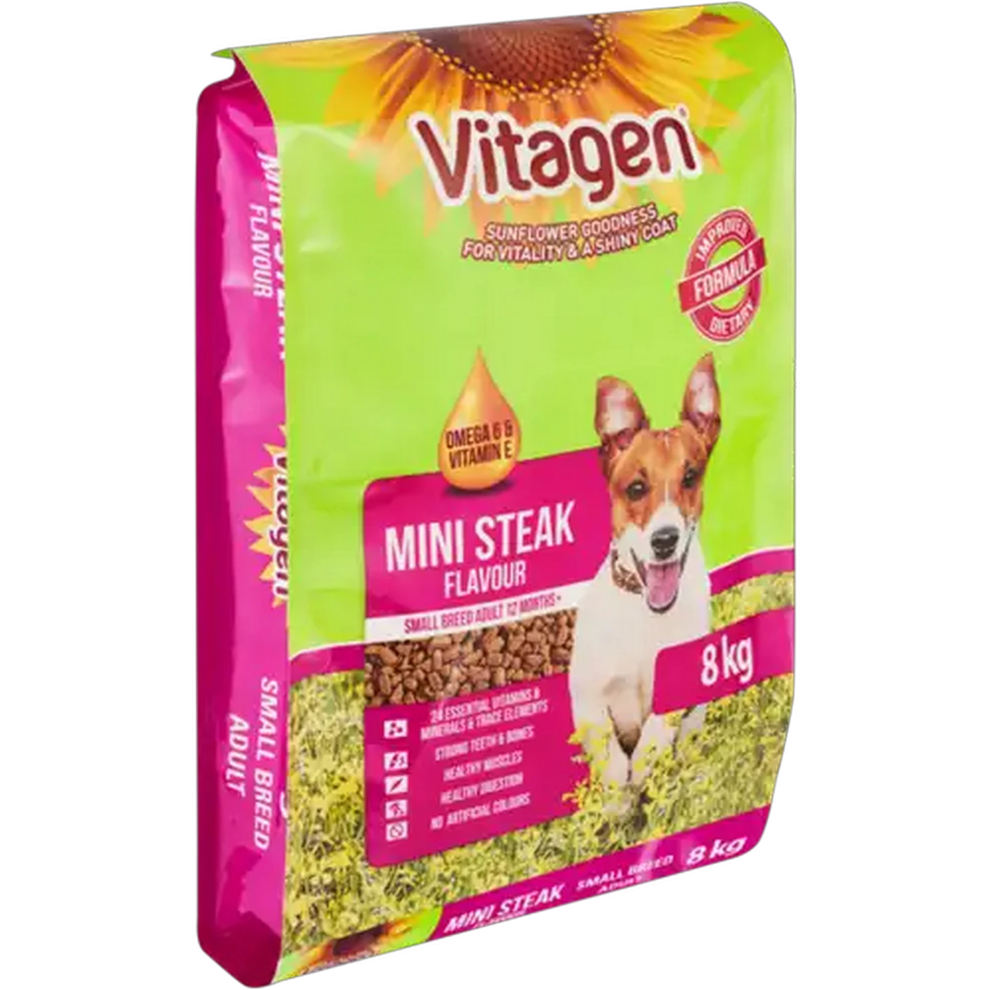 Image of Vitagen Mini Steak Flavour Small Adult Dry Dog Food 8kg