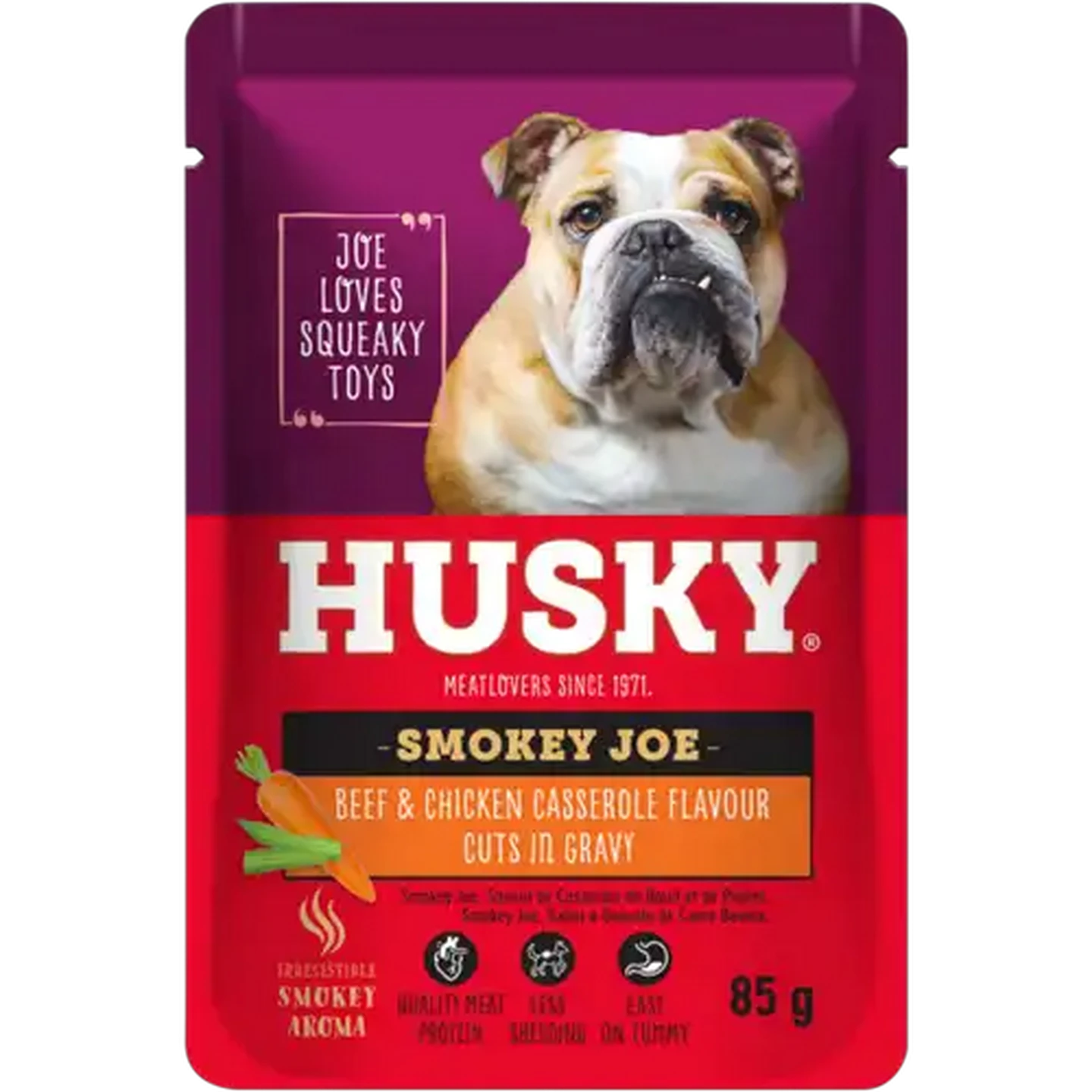 Image of Husky Cuts In Gravy Beef & Chicken Casserole Flavoured Dog Food Pouch 85g