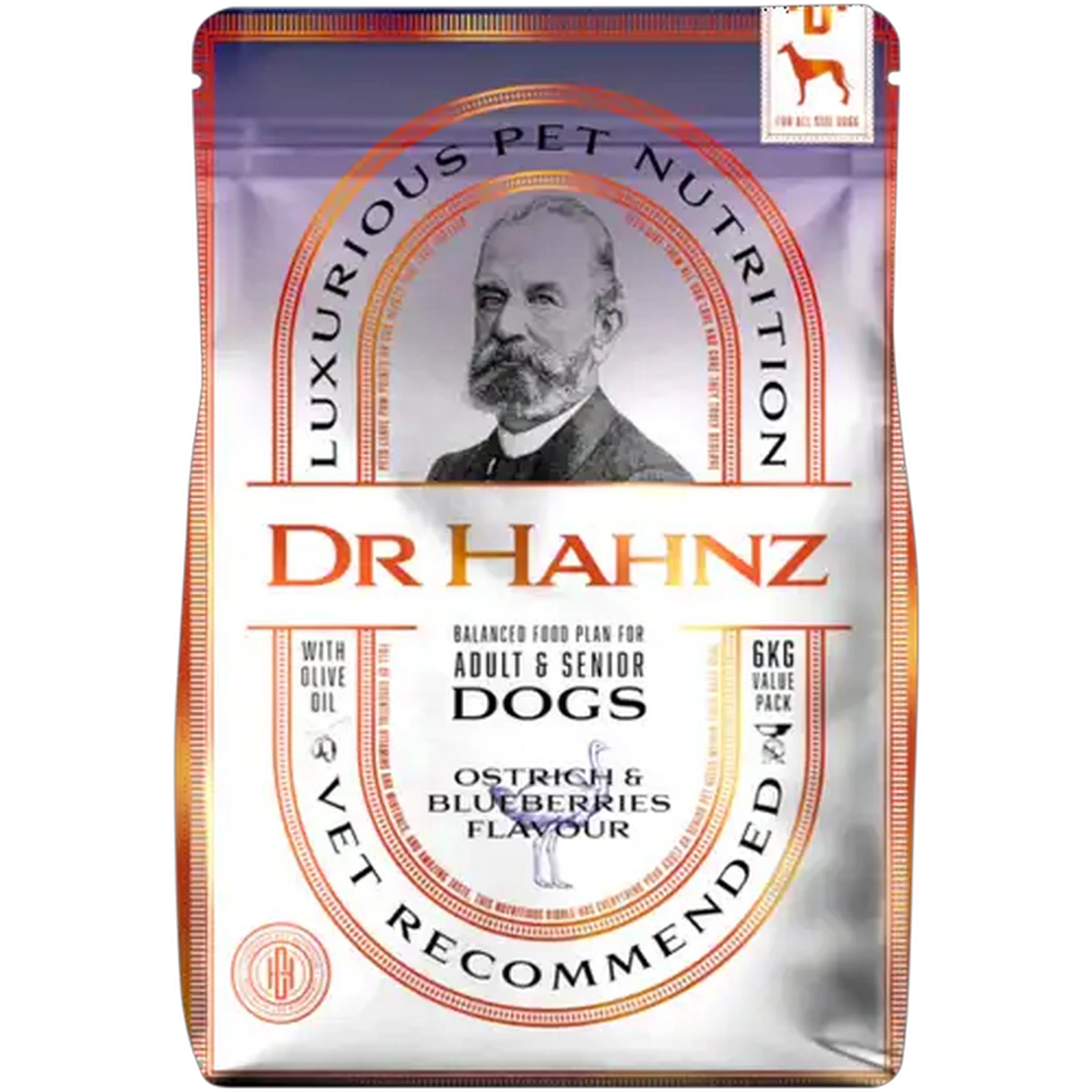 Image of Dr Hahnz Ostrich & Blueberry Adult & Senior Dog Food 6kg