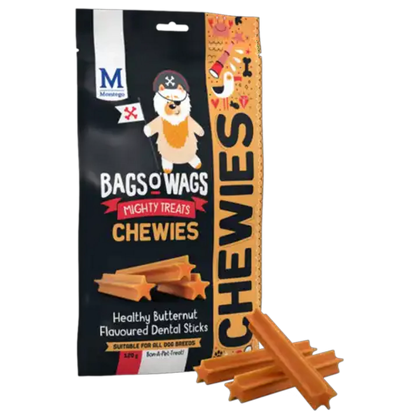 Image of Montego Bags o' Wags Chewies Healthy Butternut Flavoured Dental Sticks 120g