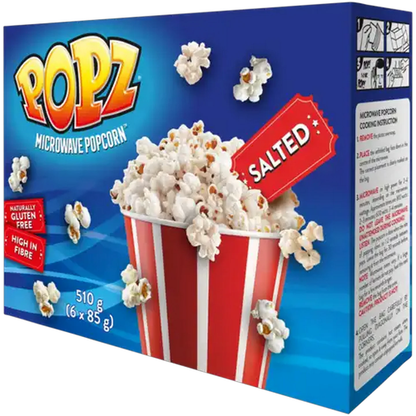Image of Popz Gluten Free Salted Microwave Popcorn 6 x 85g