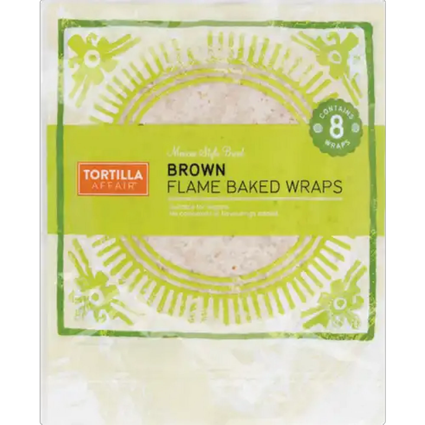 Image of Tortilla Affair Brown Flame Baked Wraps 8 Pack