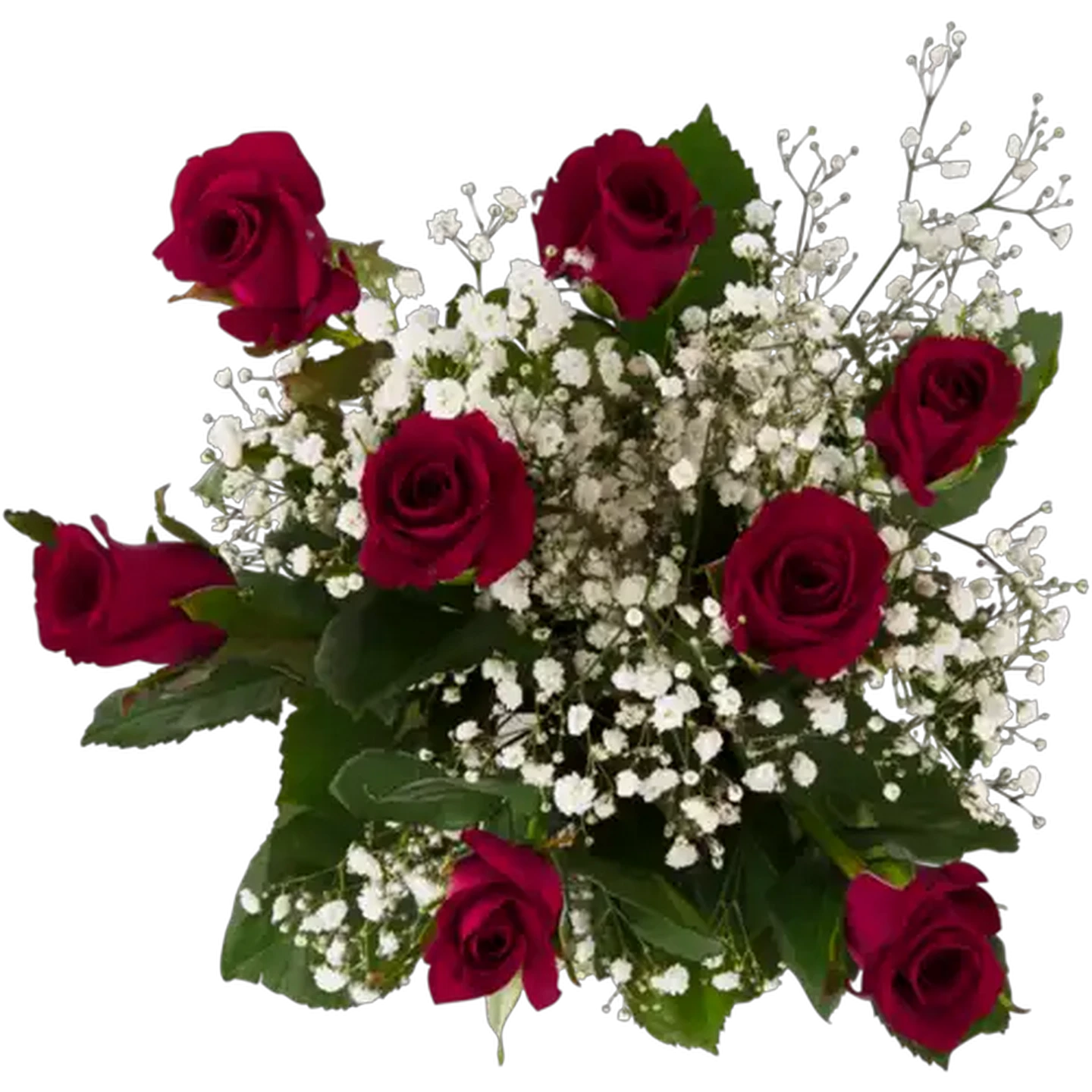 Image of Valentine's Roses & Gypsophila Bouquet