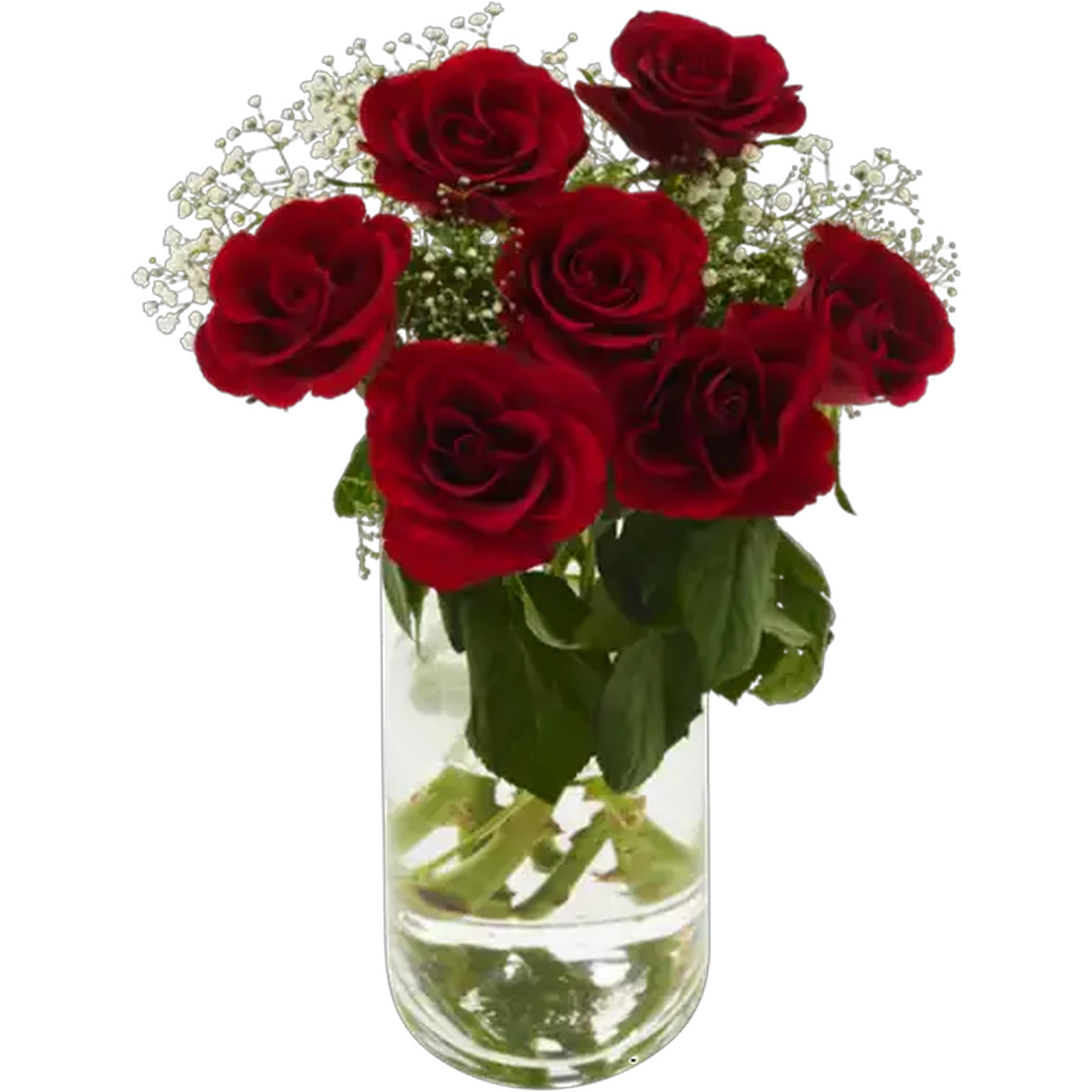 Image of Valentine's Roses & Gypsophila Bouquet