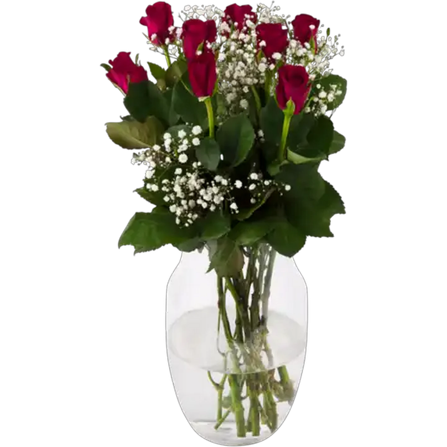 Image of Valentine's Roses & Gypsophila Bouquet