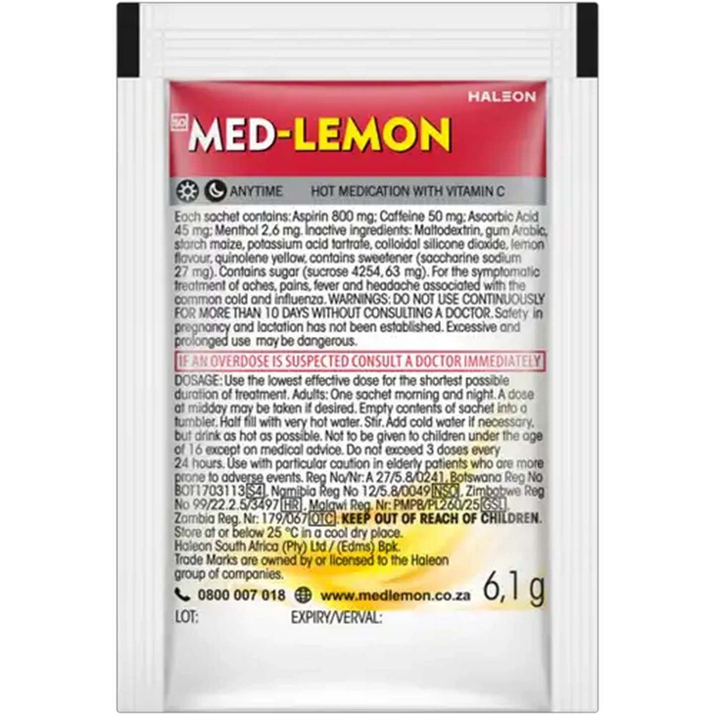 Image of Med-Lemon Original Flavour Hot Medication 6.1g