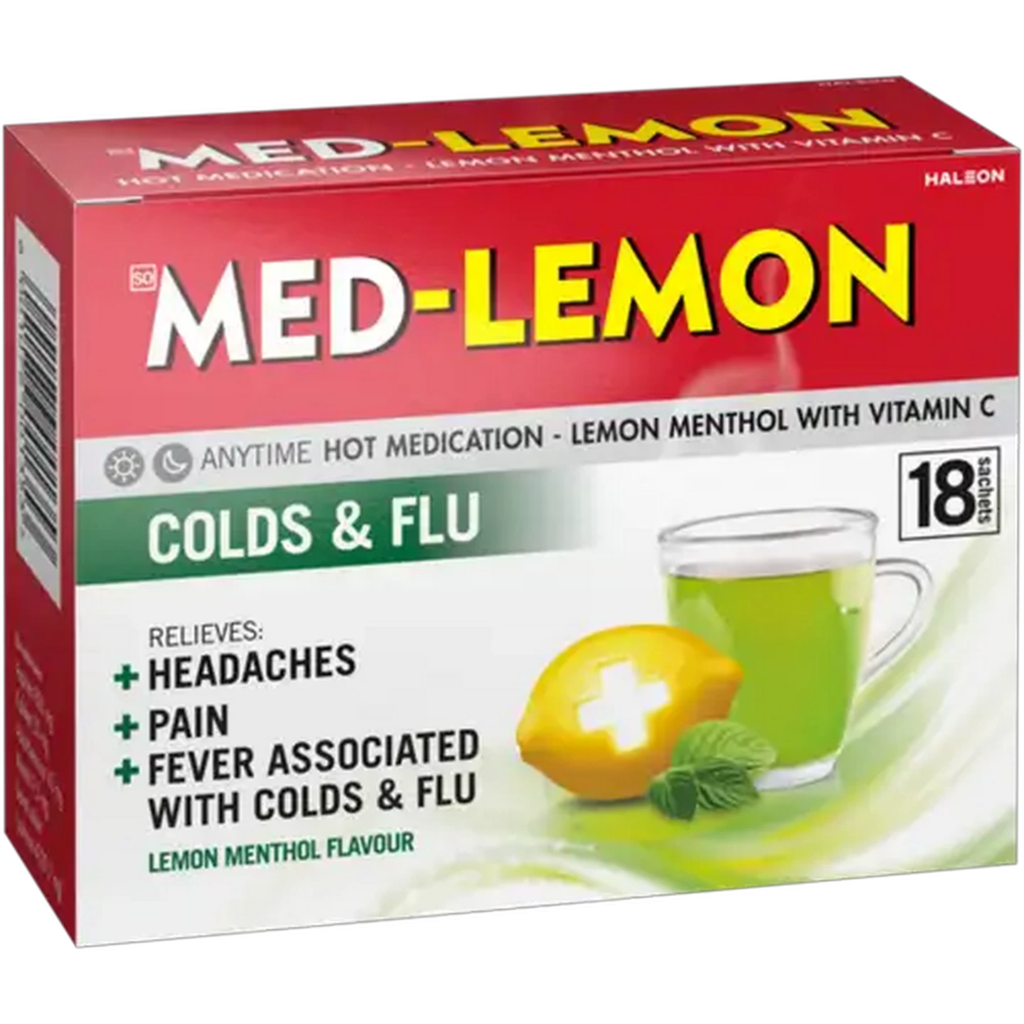 Image of Med-Lemon Lemon Menthol Flavour Hot Medication 18 Pack