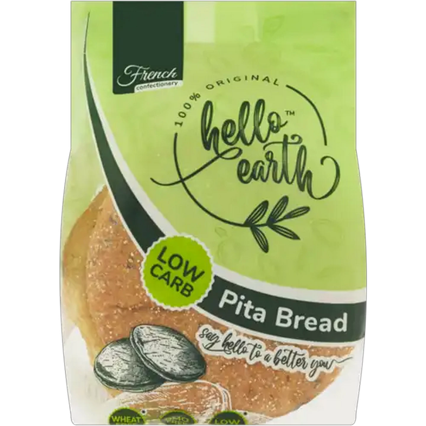 Image of French Confectionery Hello Earth Low Carb Pita Bread 3 Pack