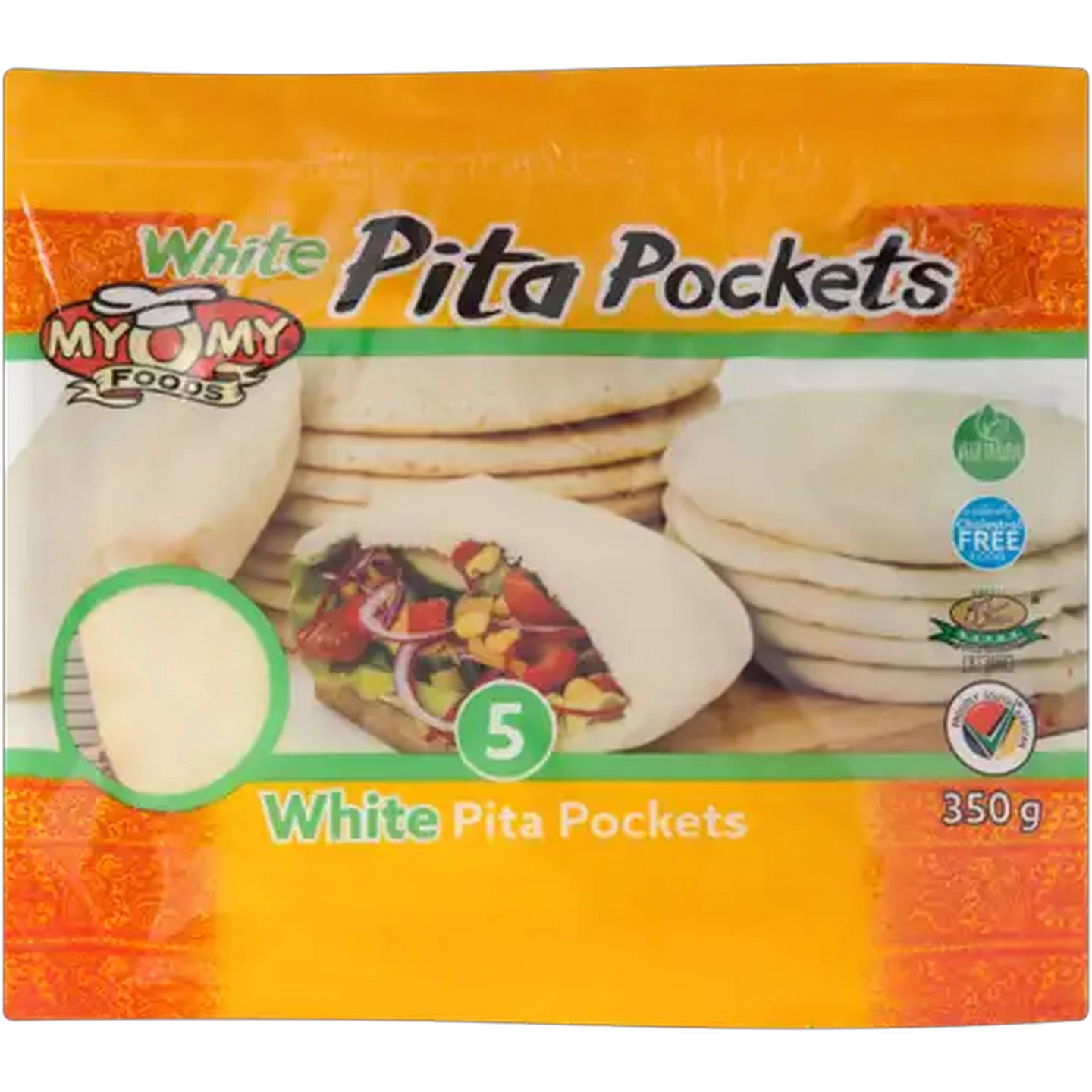 Image of MyOMy Foods Foods White Pita Pockets 350g