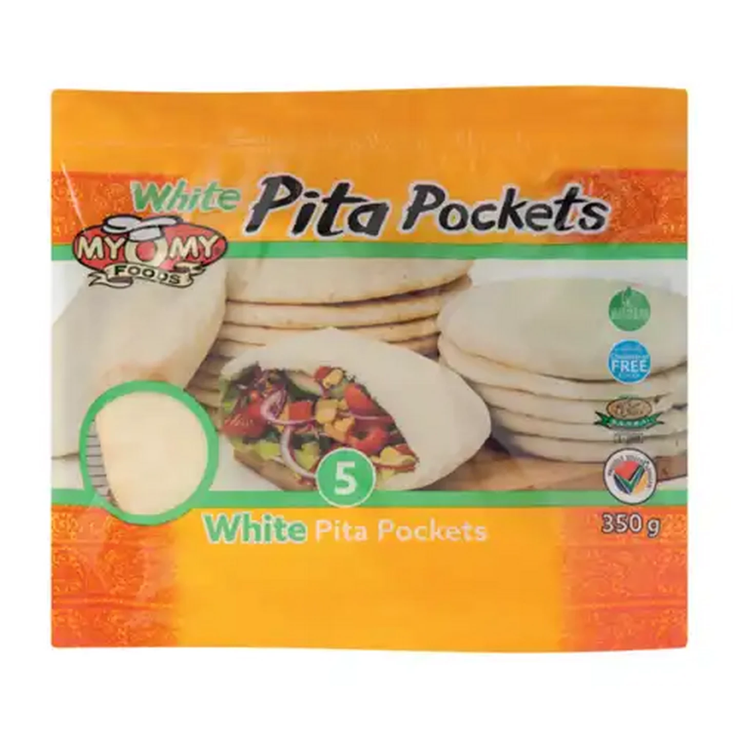 Image of MyOMy Foods Foods White Pita Pockets 350g