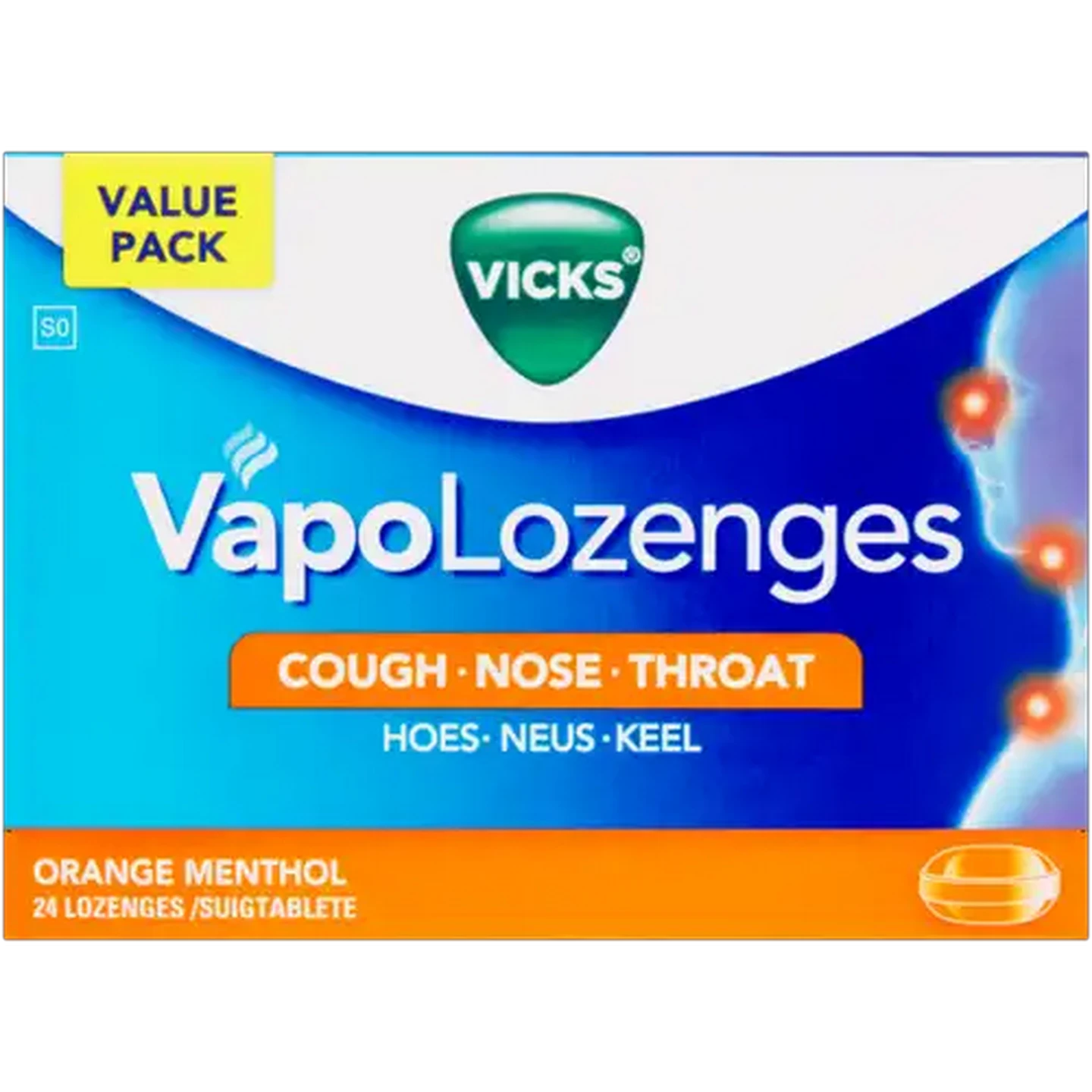 Image of Vicks Vapo Orange Menthol Lozenges 24 Pack