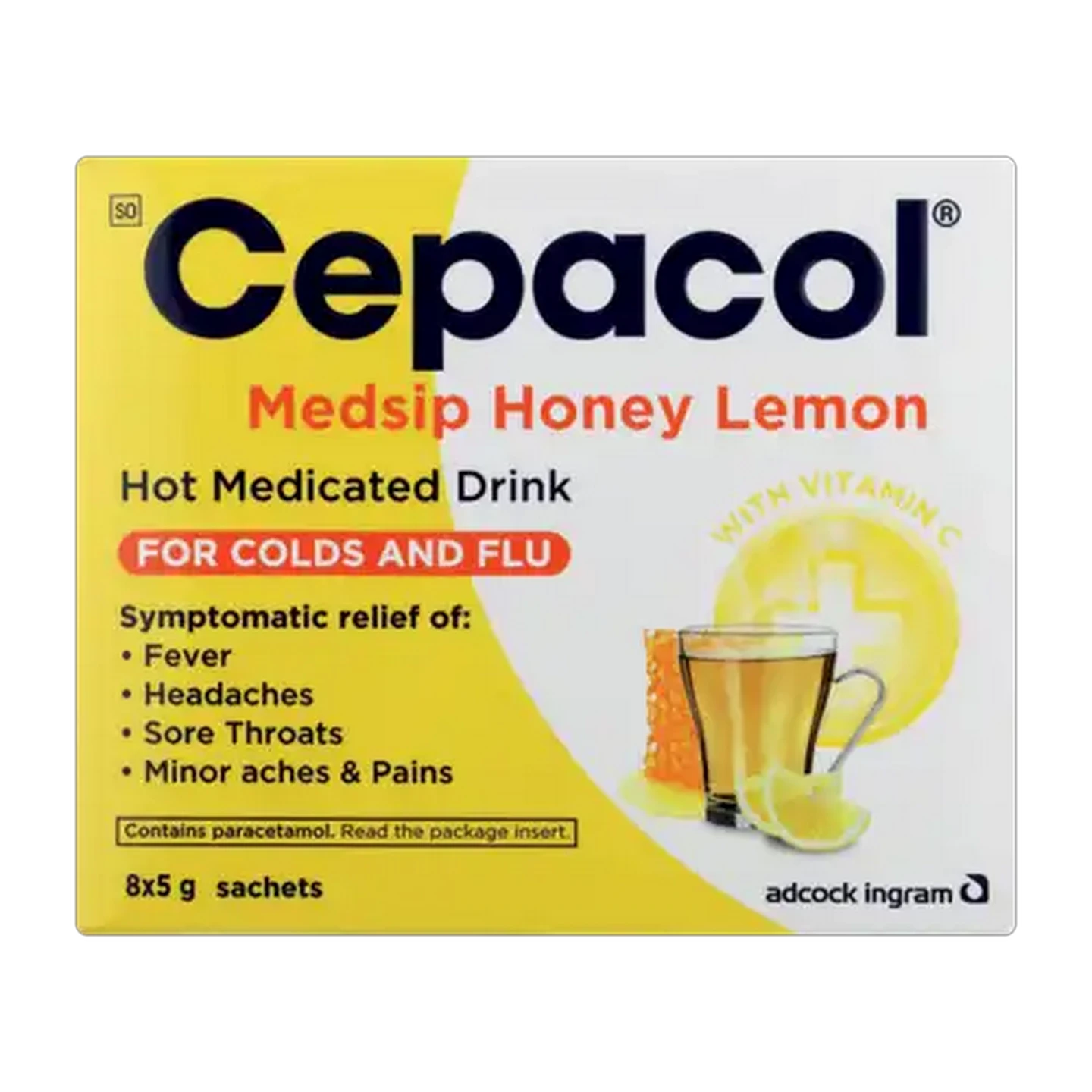 Image of Cepacol Medsip Honey Lemon Cold & Flu Sachet 8 Pack