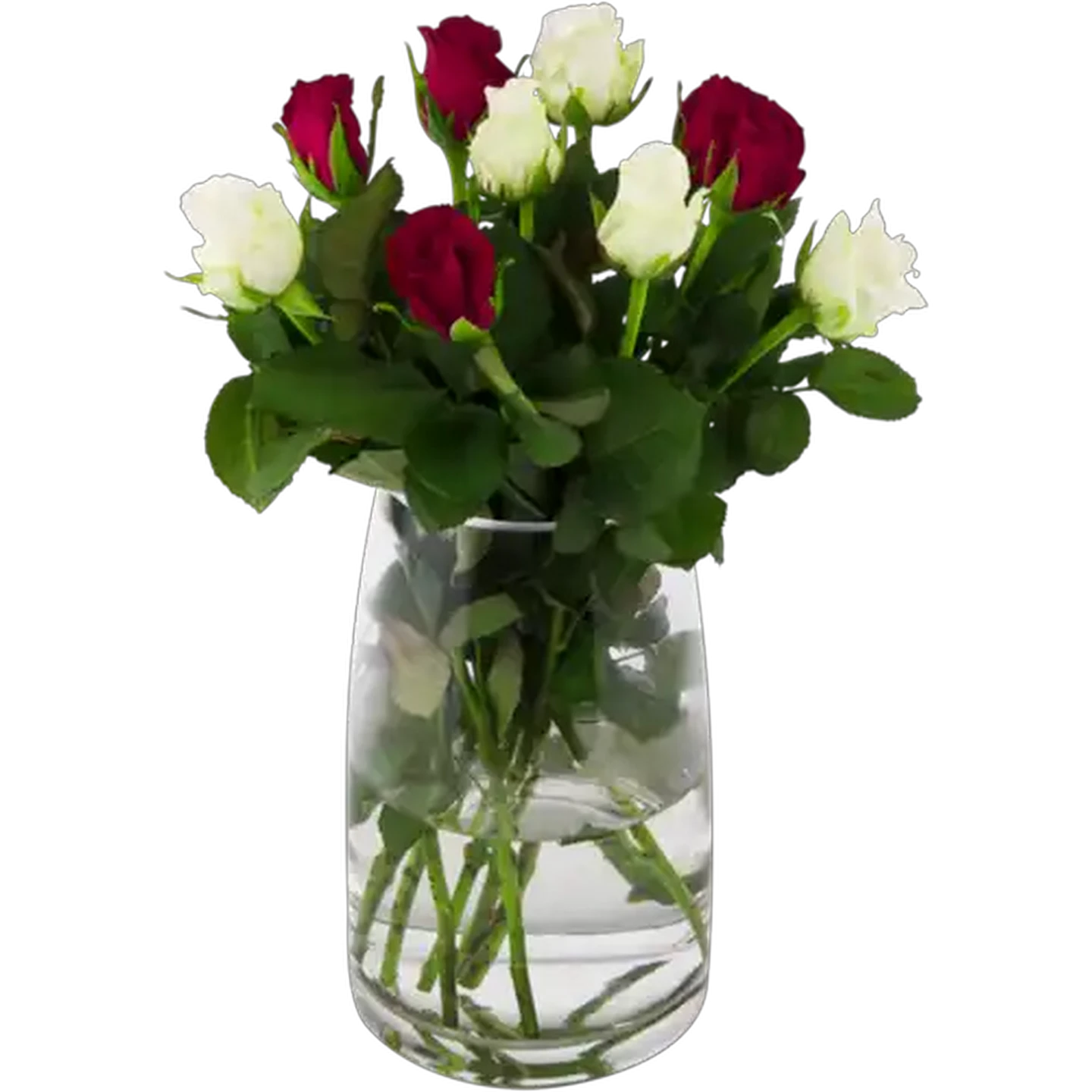 Image of Valentine's Red & White Rose Bunch 40cm