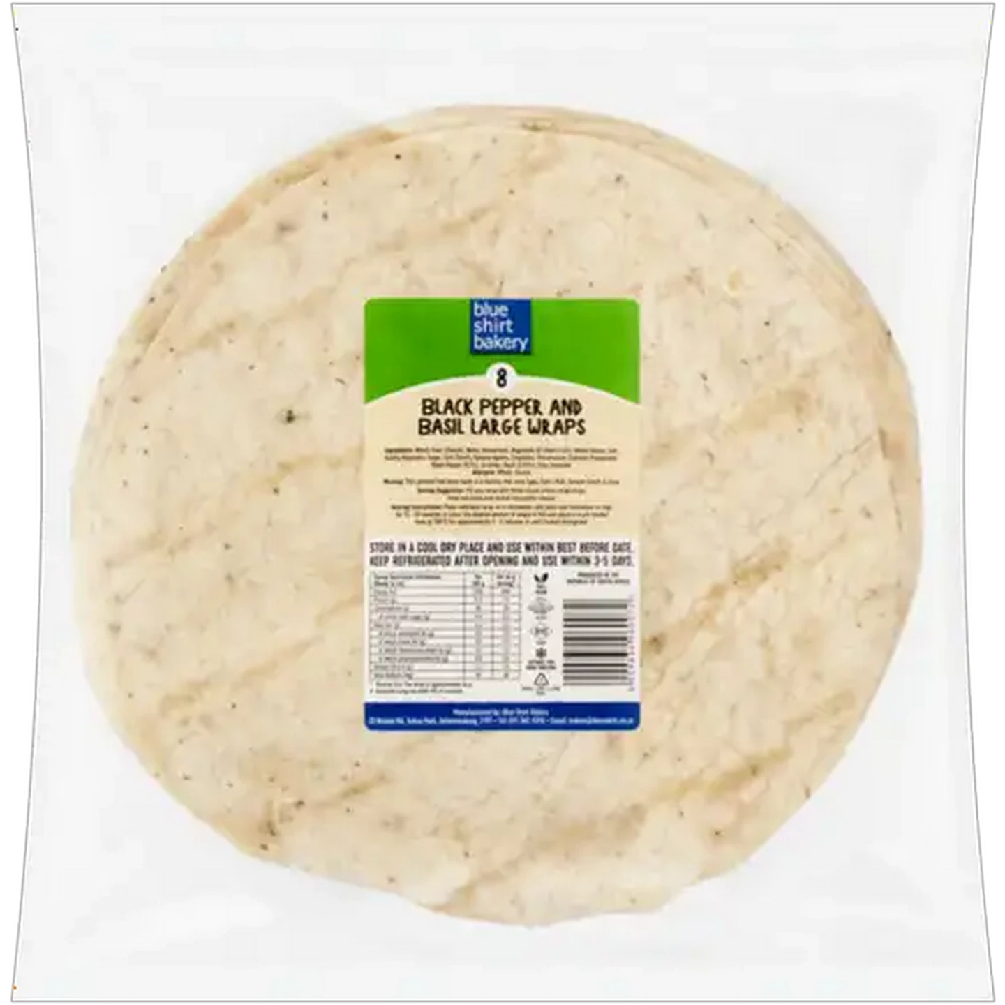 Image of Blue Shirt Bakery Large Black Pepper & Basil Large Wraps 8 Pack