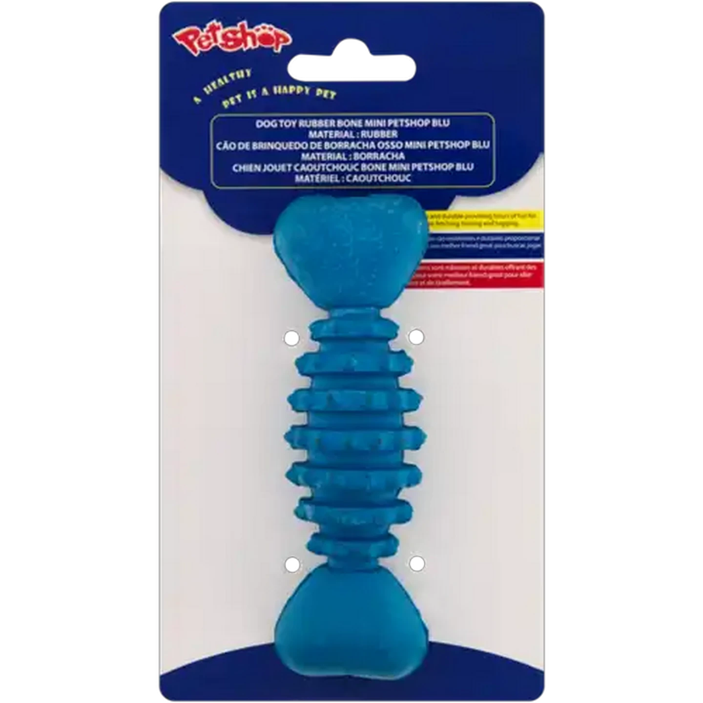 Image of Petshop Blue Mini Rubber Bone Dog Toy