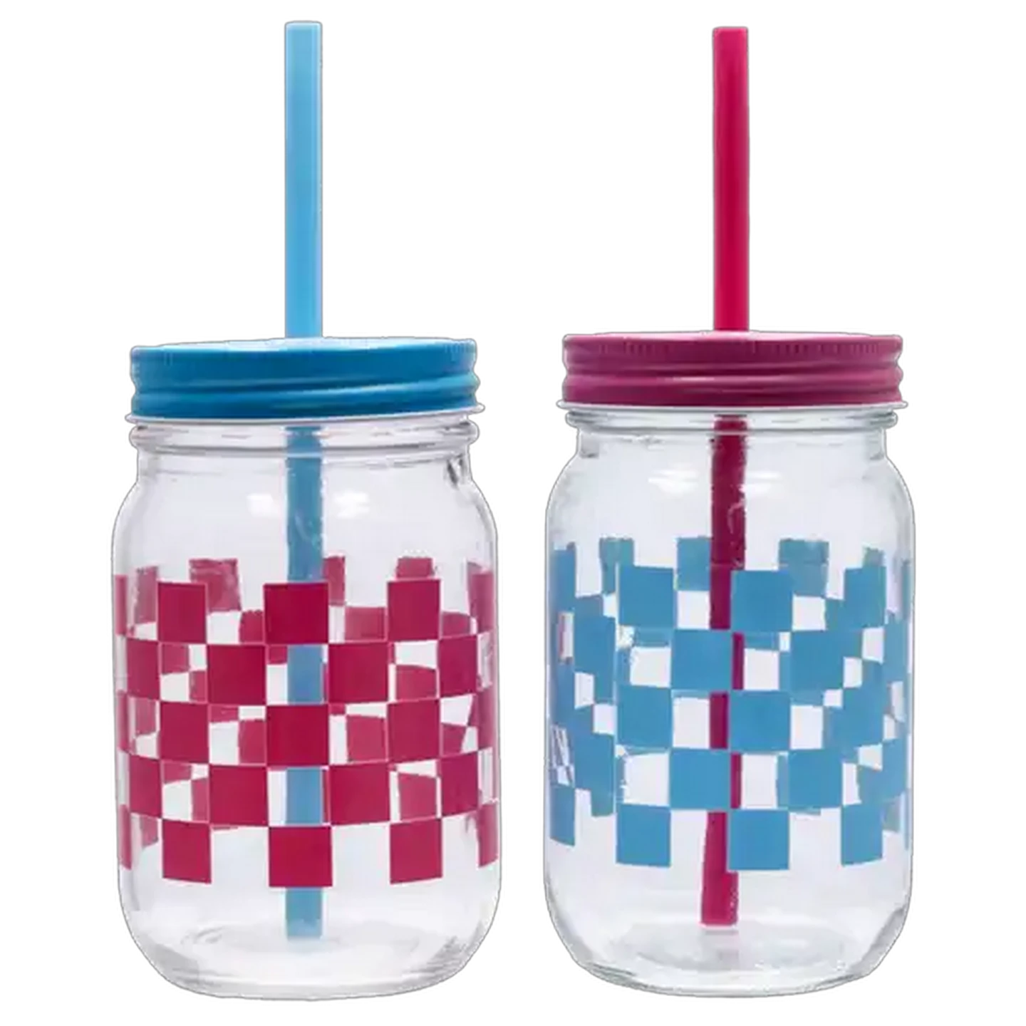 Image of Hyper Bin Glass Jar with Straw 430ml 4-Pack (Design May Vary)