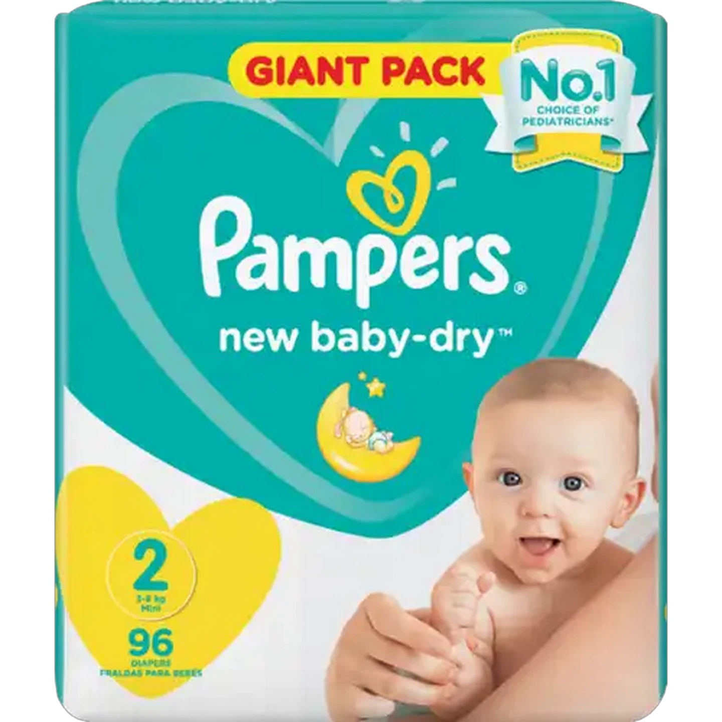 Image of Pampers New Baby-Dry Size 2 3-8kg Diapers 96-Pack