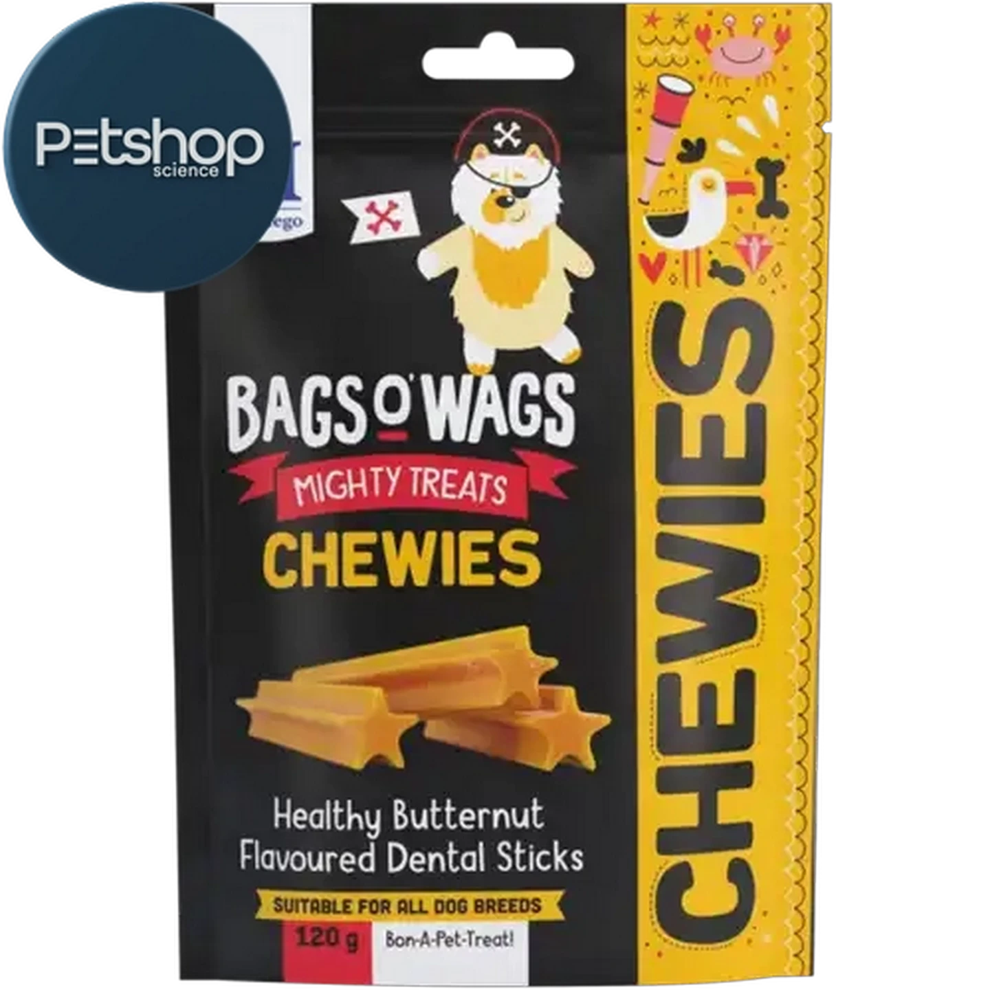 Image of Montego Bags o' Wags Chewies Healthy Butternut Flavoured Dental Sticks 120g