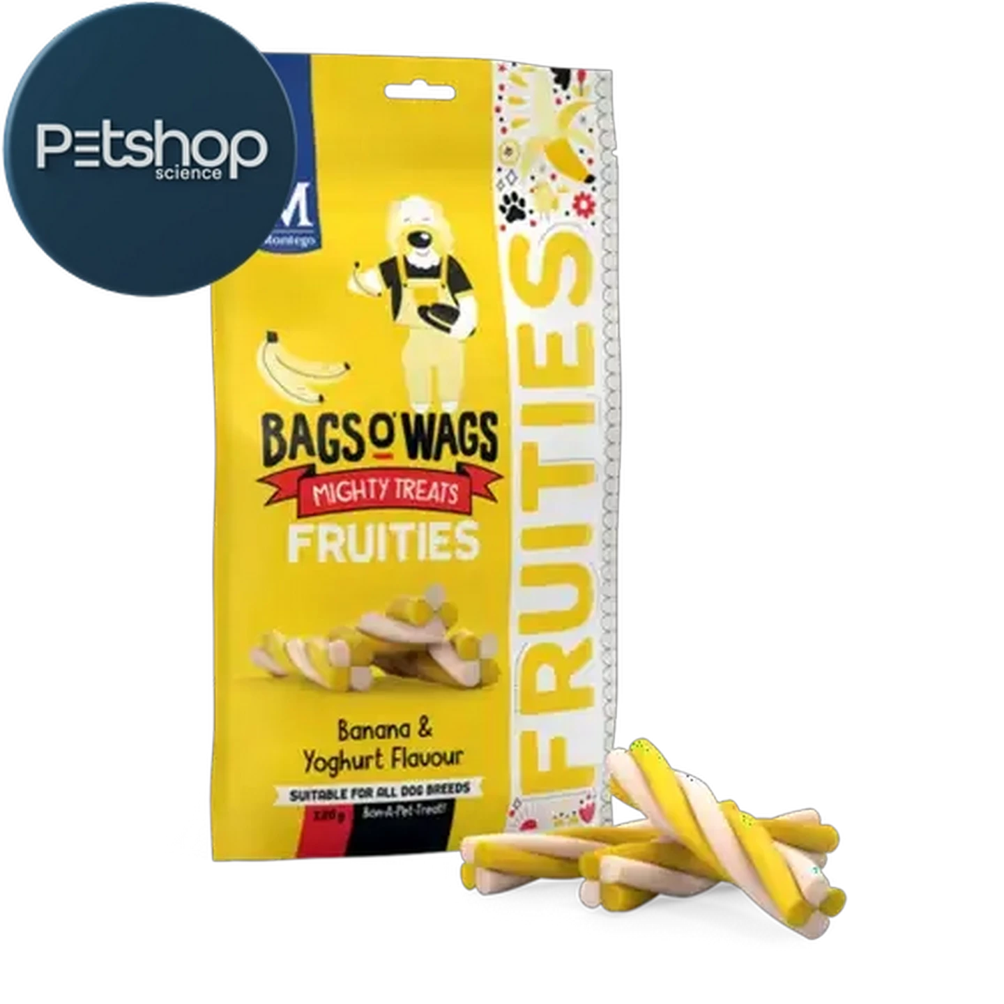 Image of Montego Bags 'O Wags Banana & Yoghurt Flavour Fruities 120g