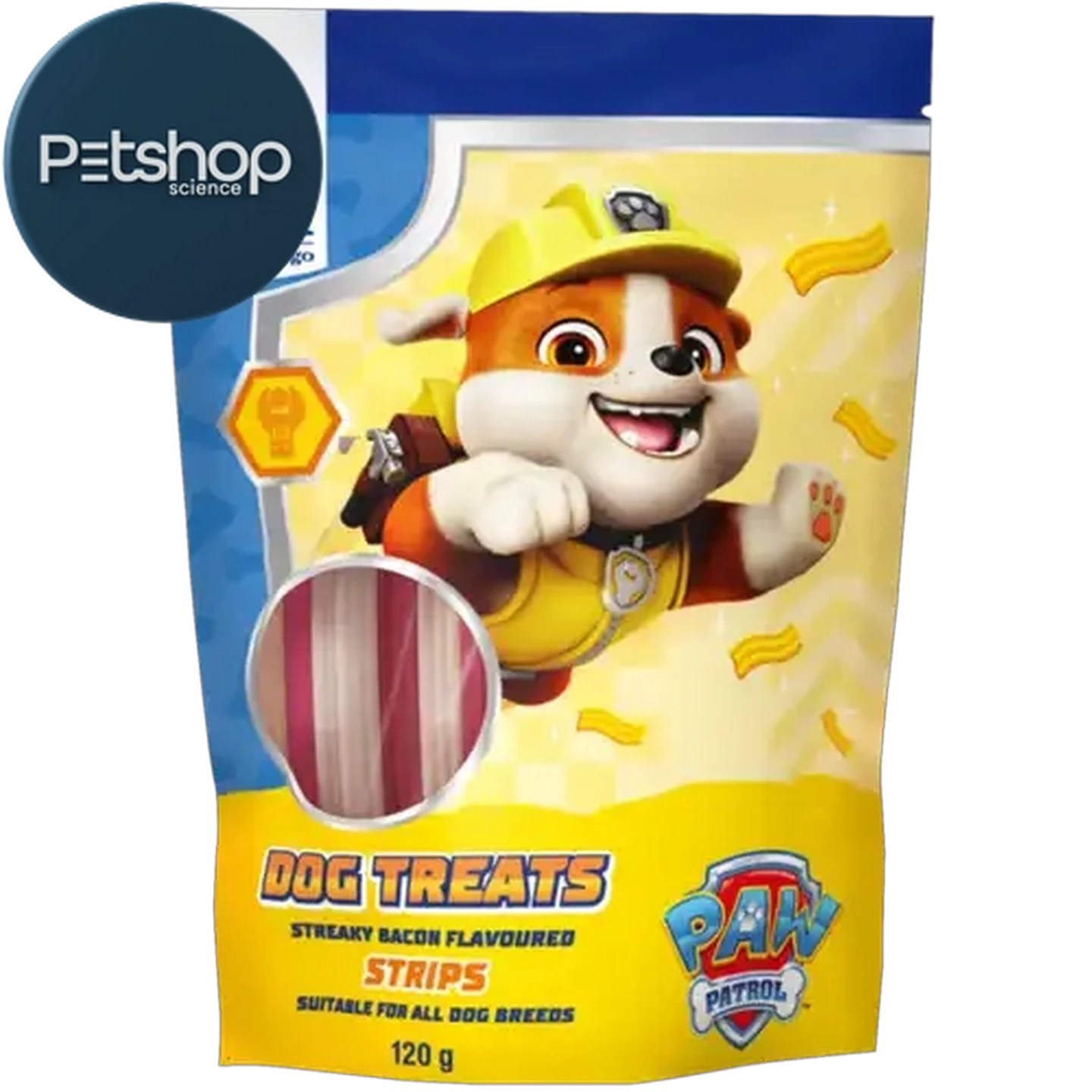 Image of Montego Paw Patrol Streaky Bacon Flavoured Strips Dog Treats 120g