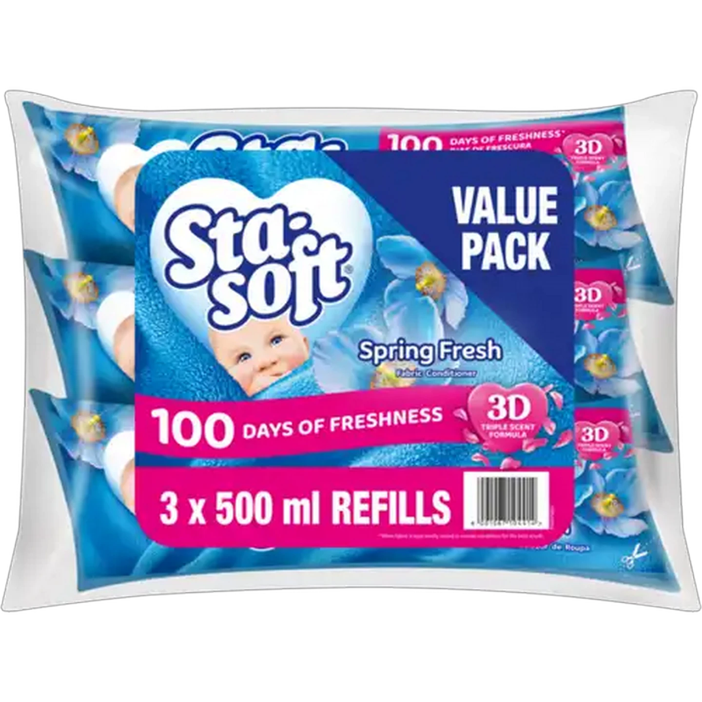 Image of Sta-soft Spring Fresh Fabric Conditioner Refill 3 x 500ml