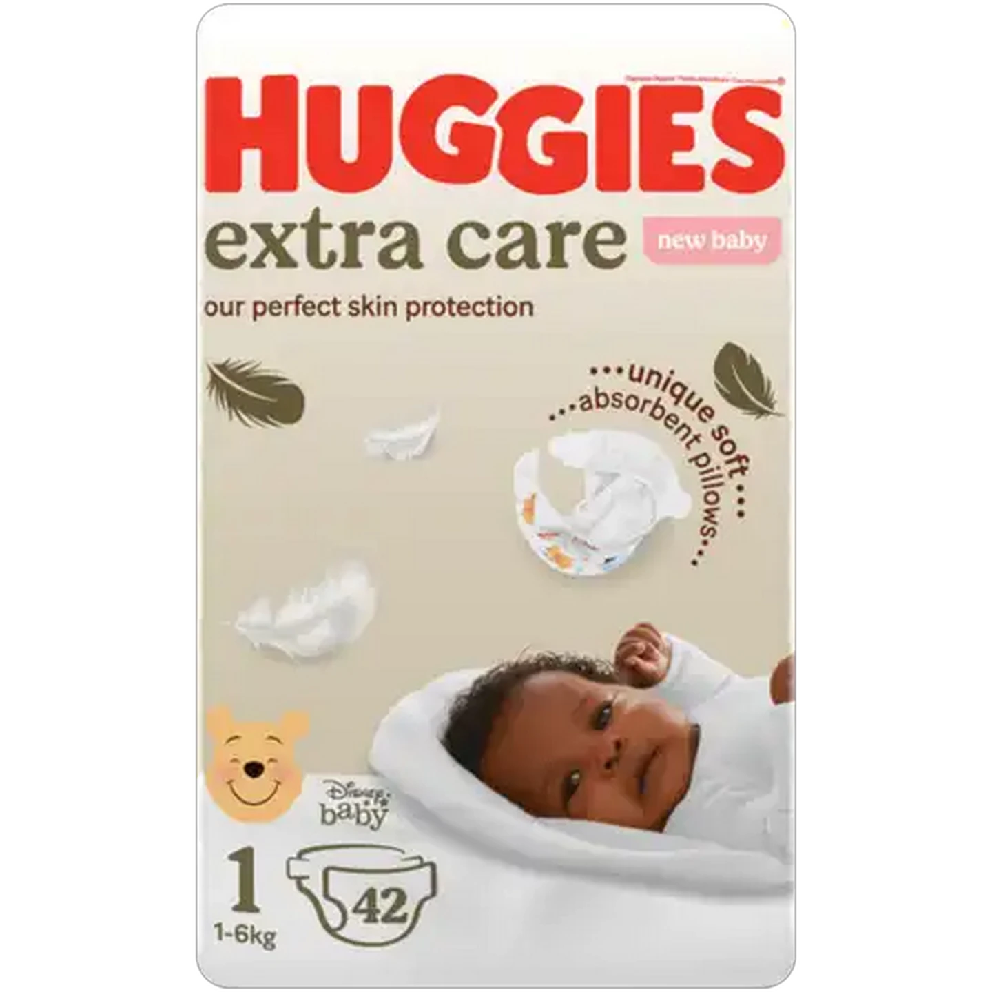 Image of Huggies Extra Care Size 1 New Baby Diapers 42 Pack