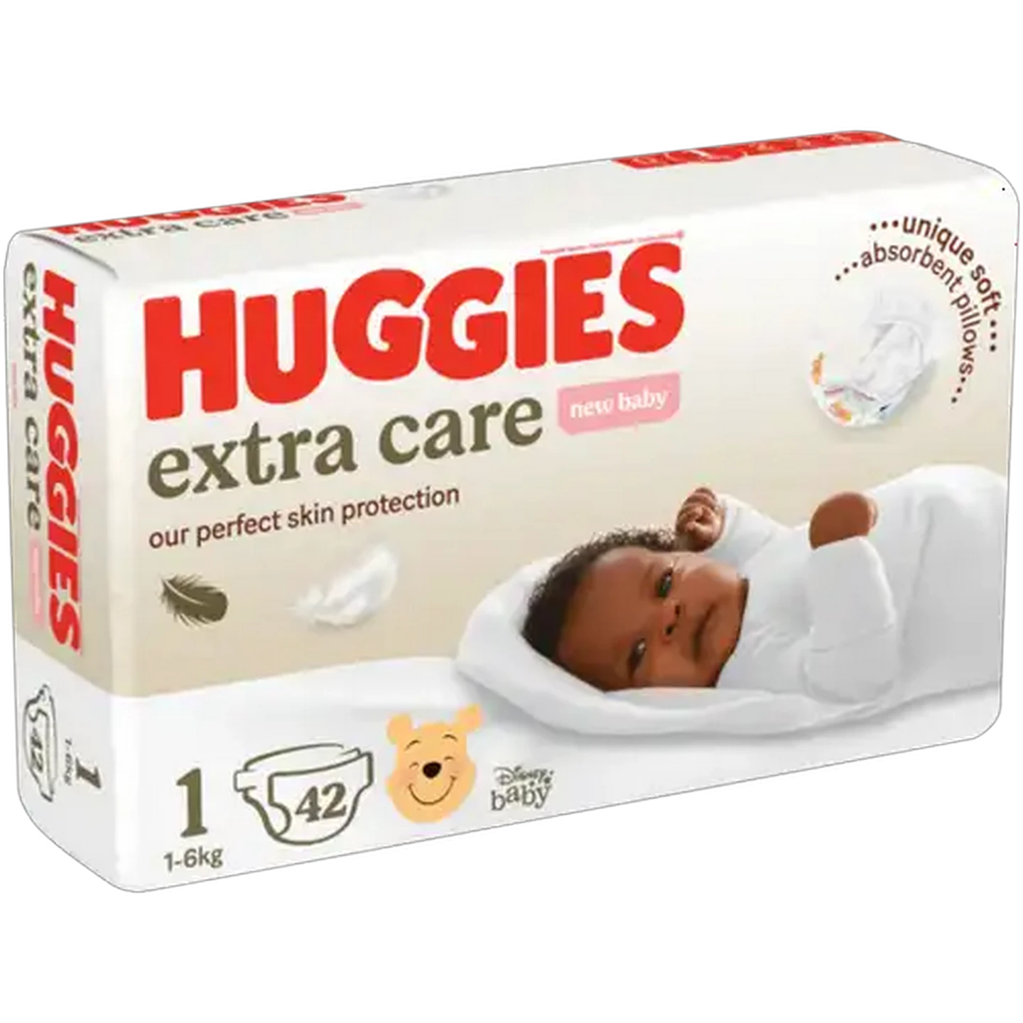 Image of Huggies Extra Care Size 1 New Baby Diapers 42 Pack